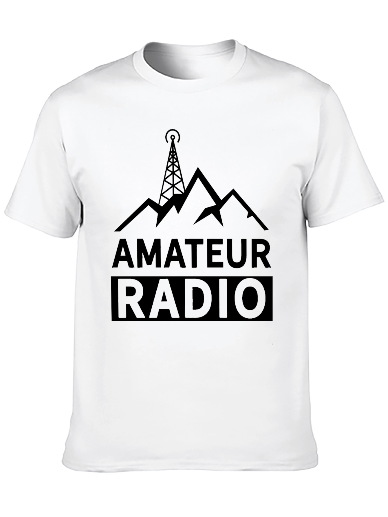 Amateur Radio Black T-Shirt - Mountain Tower Design