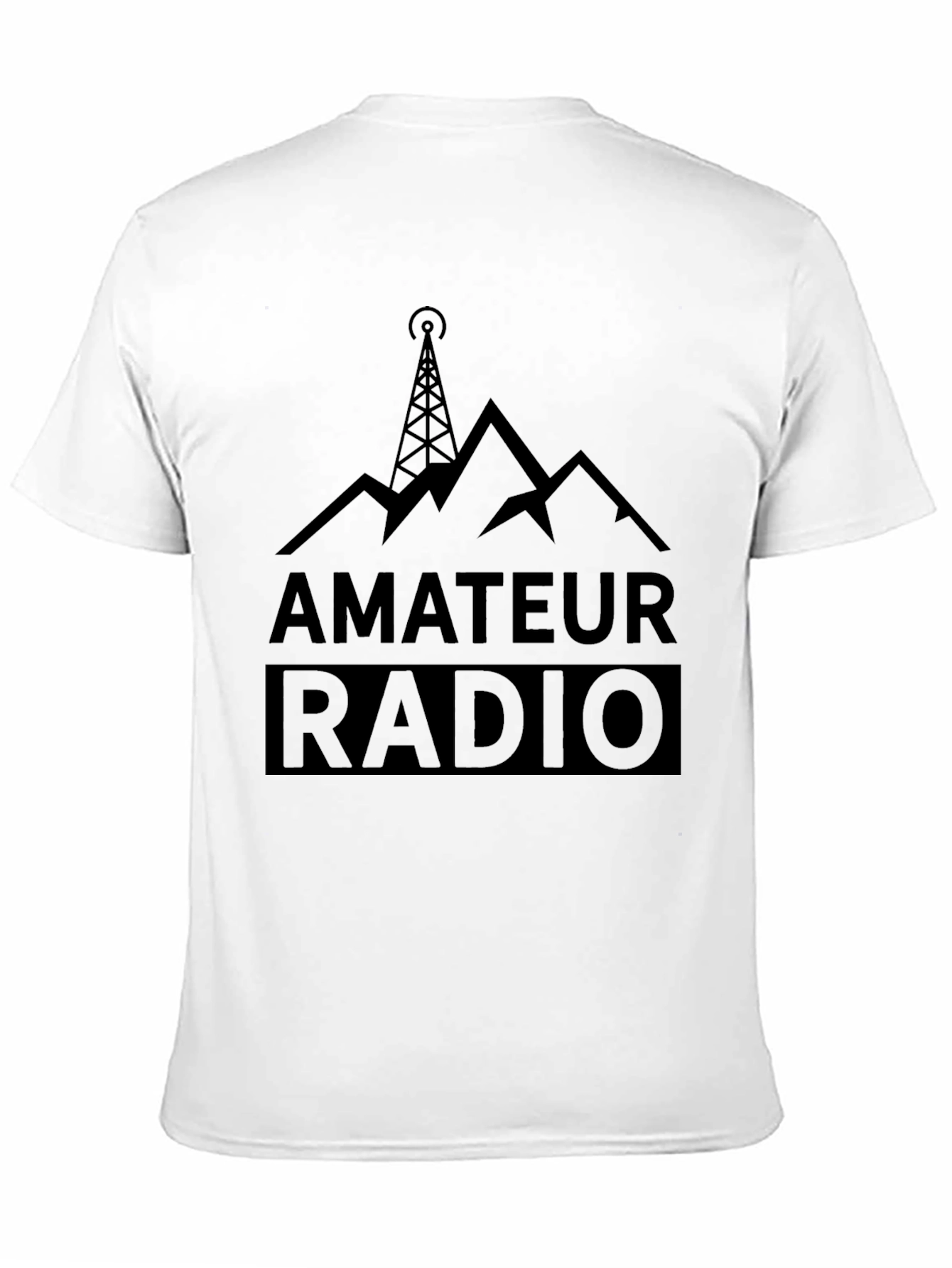 Amateur Radio Black T-Shirt - Mountain Tower Design