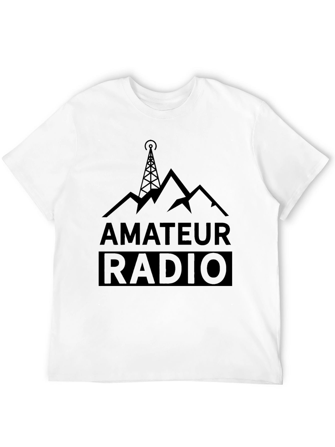 Amateur Radio Black T-Shirt - Mountain Tower Design