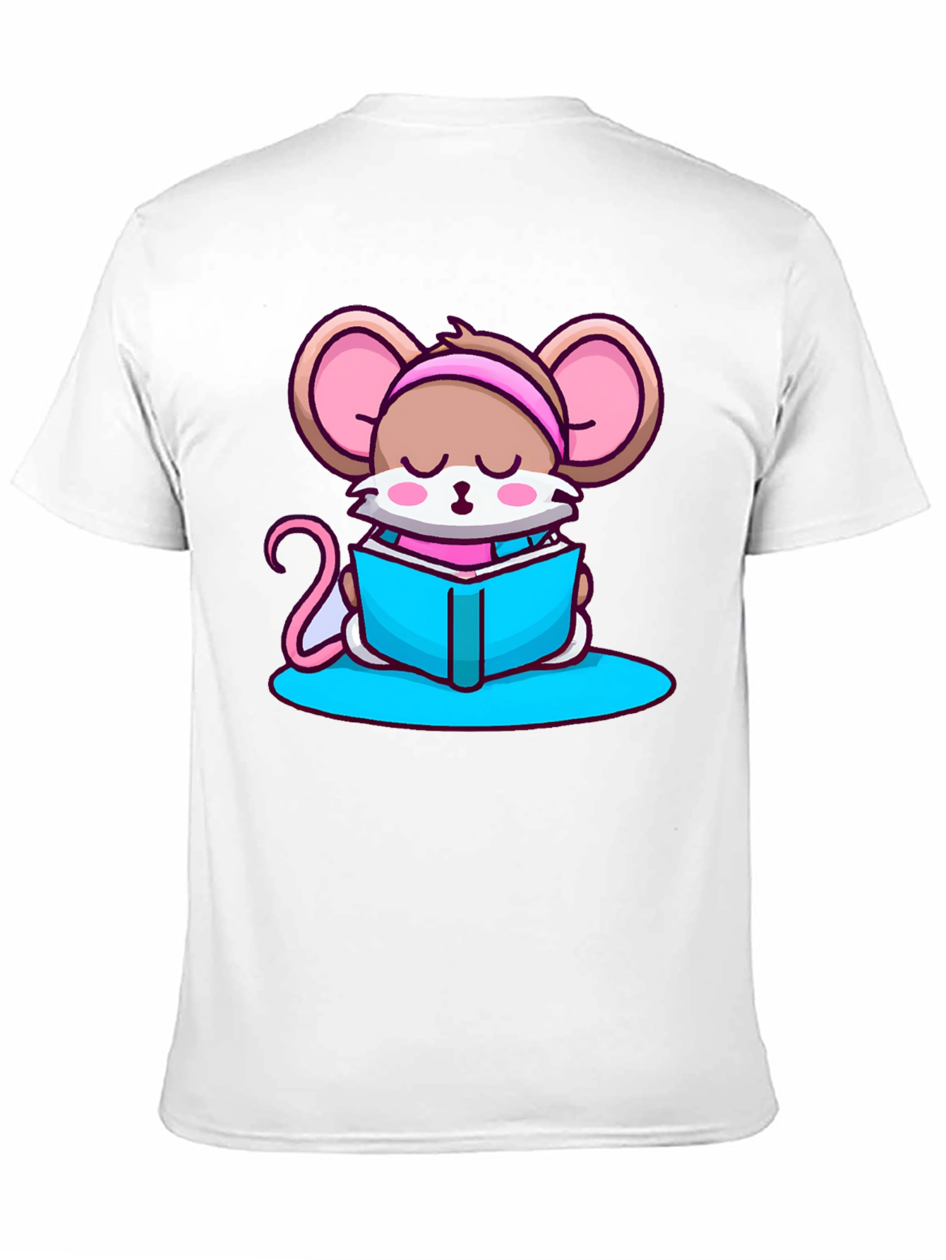 Cute Mouse Reading Book Black T-Shirt