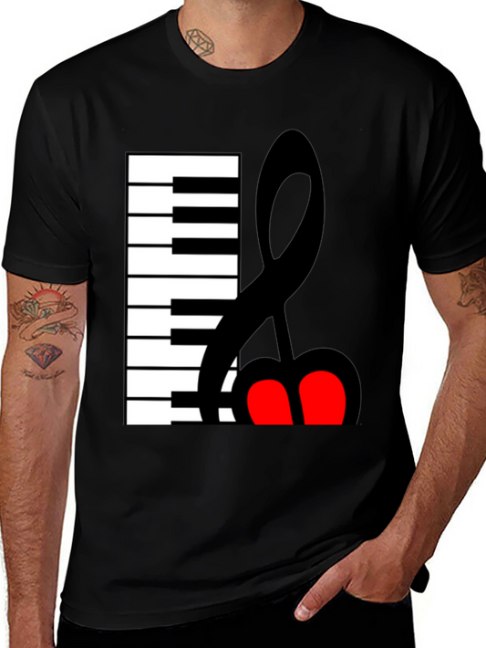 Piano Keys Treble Clef Graphic Tee - Music Lover Shirt