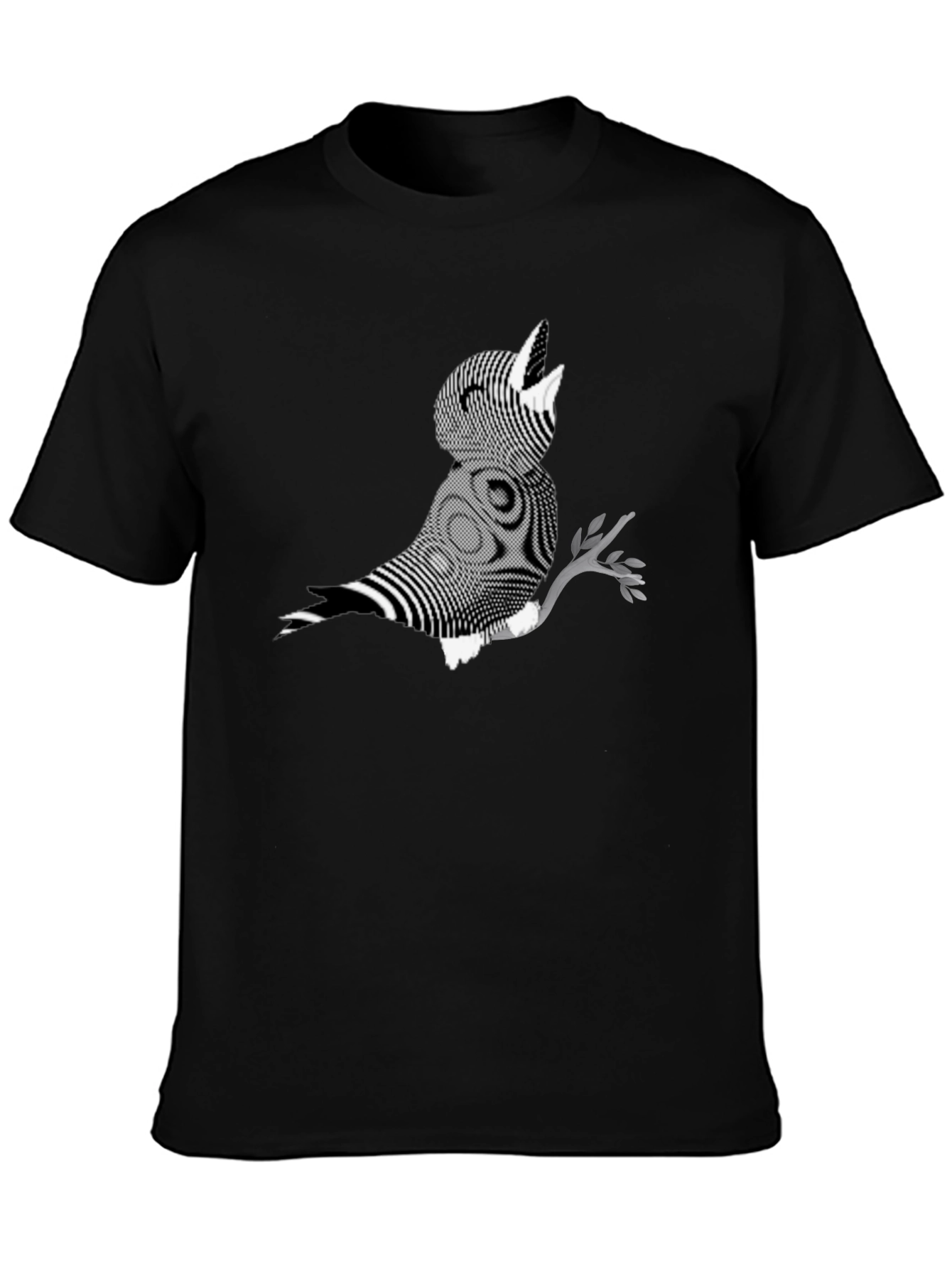 Abstract Bird Graphic Tee - Black