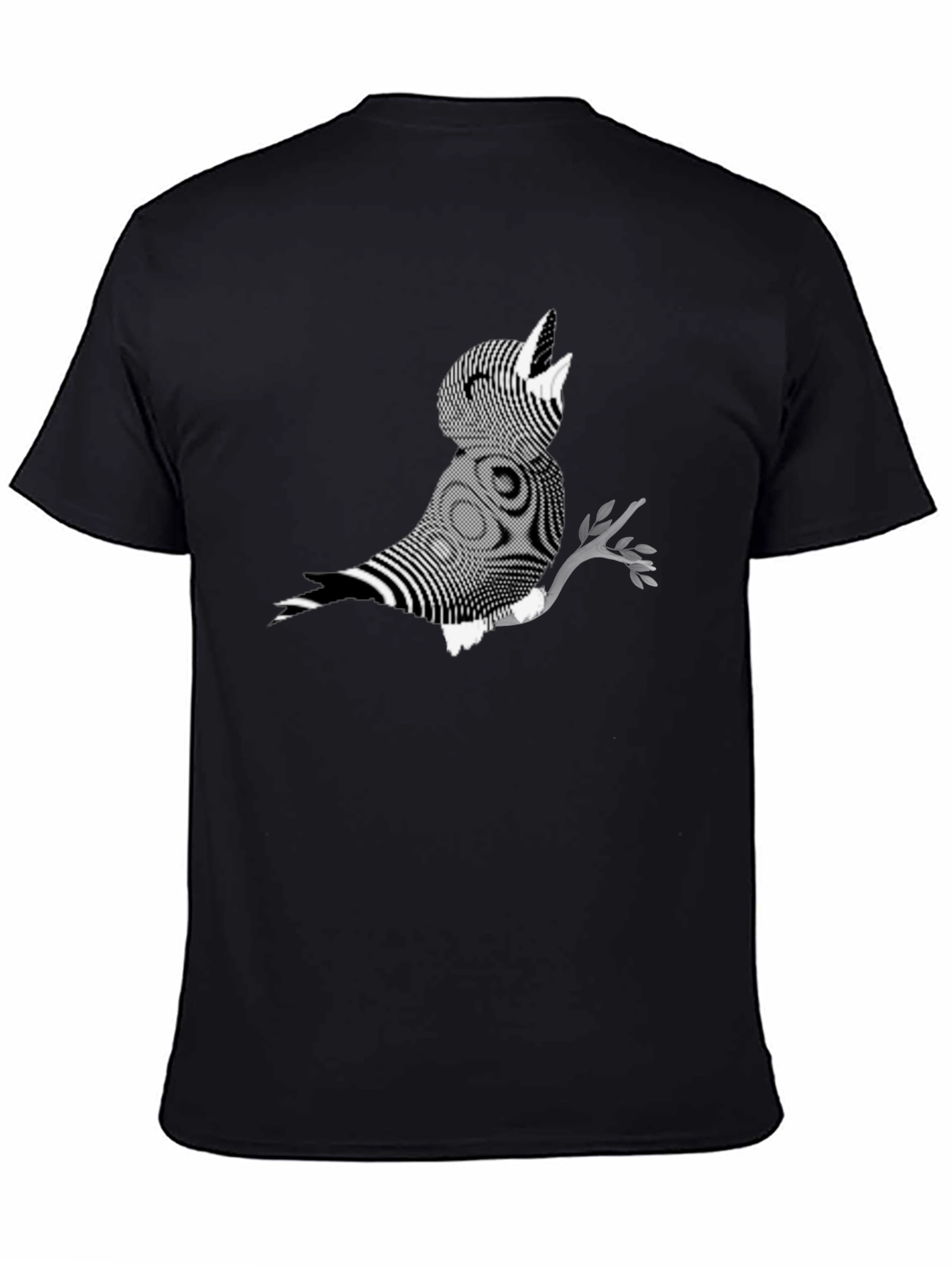 Abstract Bird Graphic Tee - Black