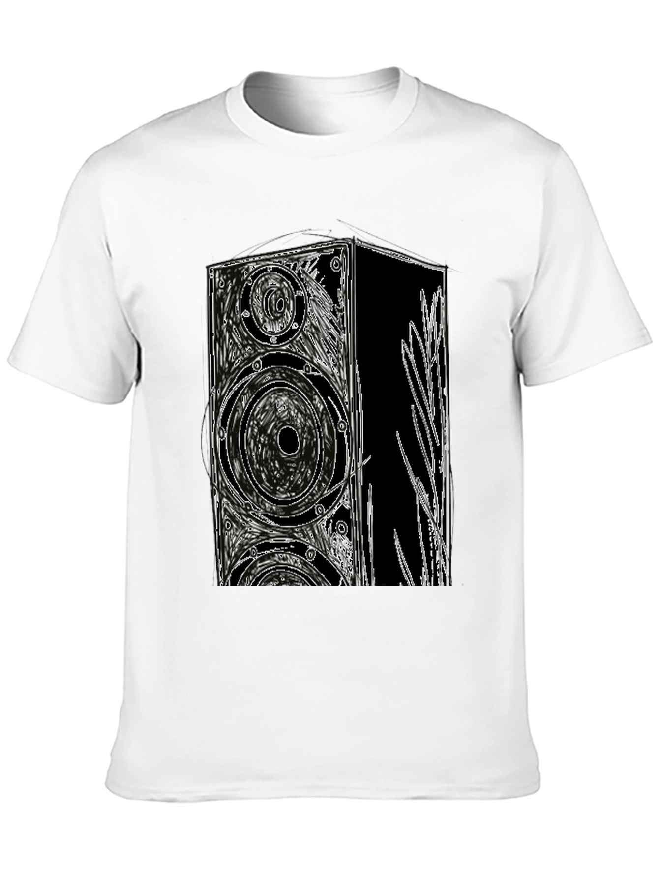 Black T-Shirt with Speaker Graphic