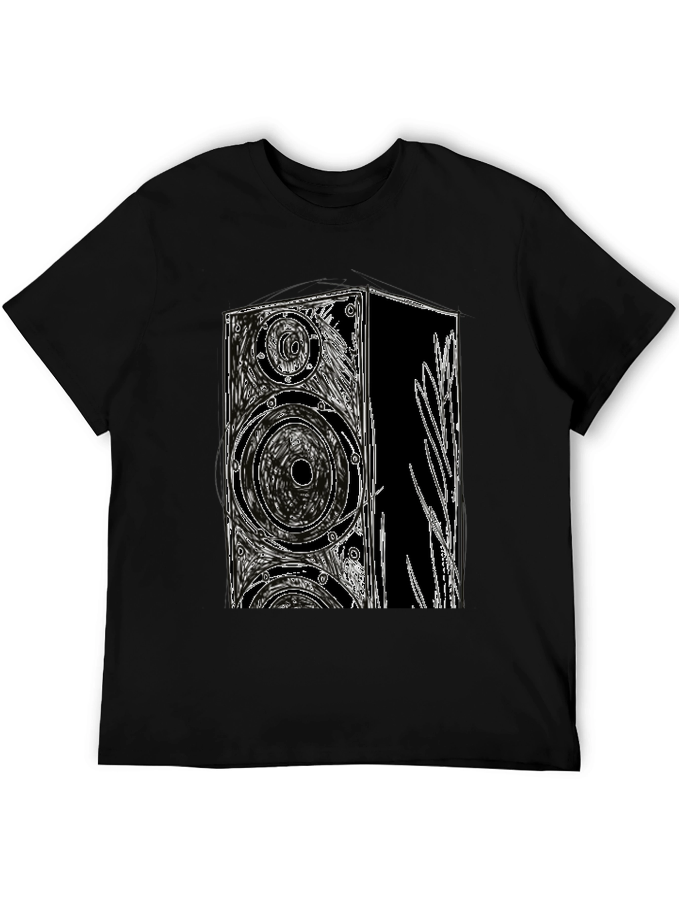 Black T-Shirt with Speaker Graphic
