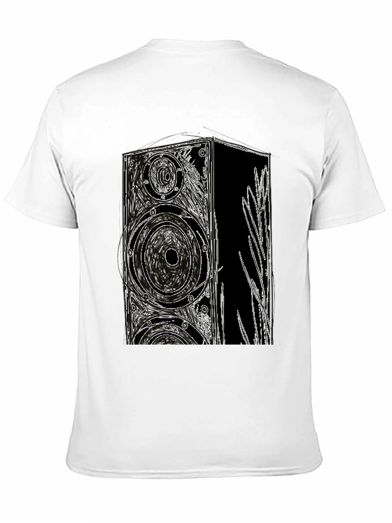 Black T-Shirt with Speaker Graphic