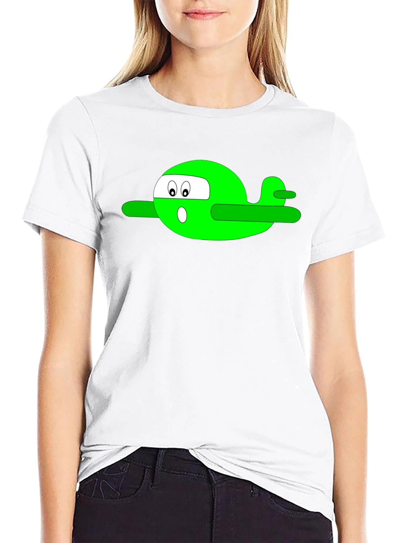 Cartoon Airplane T-Shirt - Black Graphic Tee