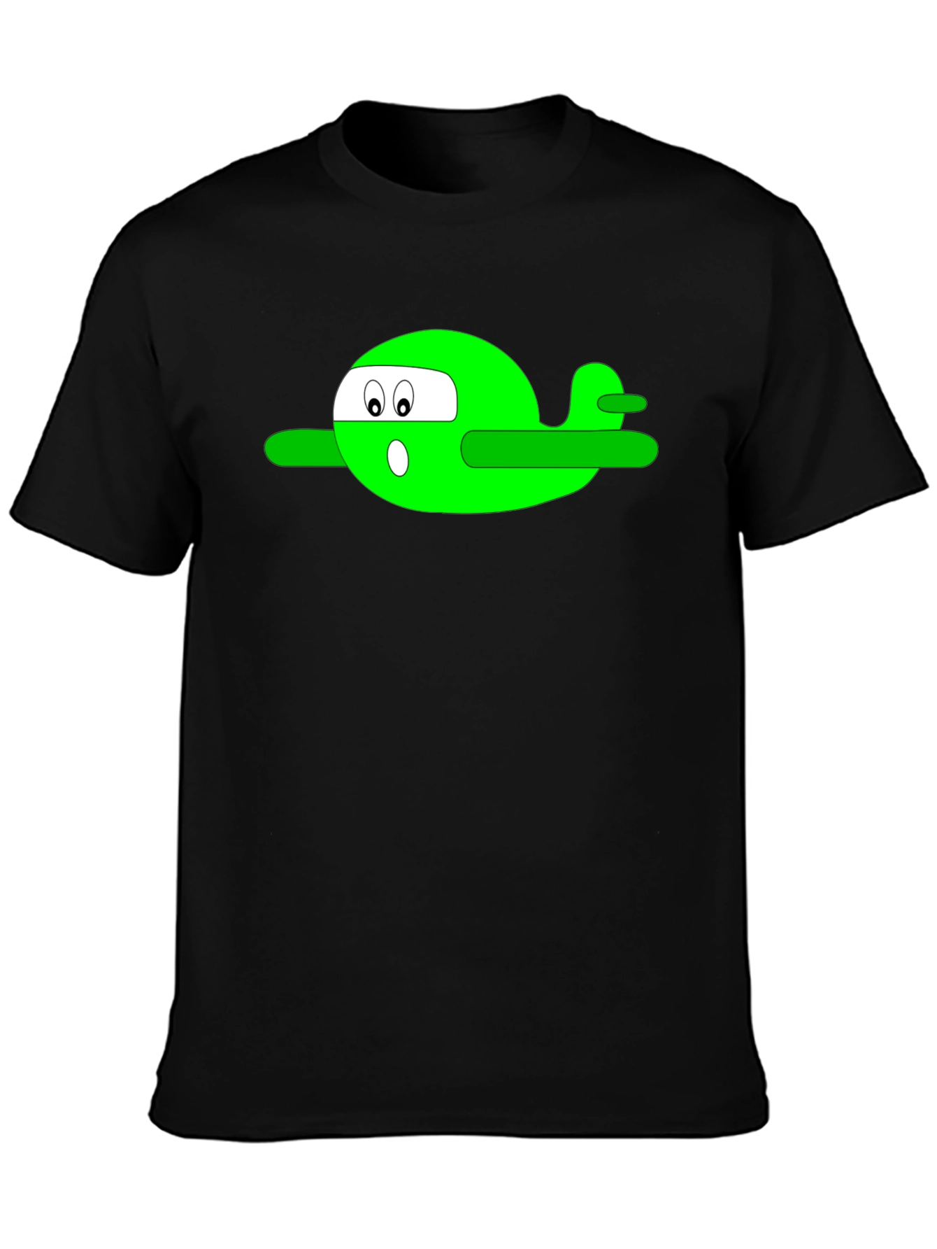 Cartoon Airplane T-Shirt - Black Graphic Tee
