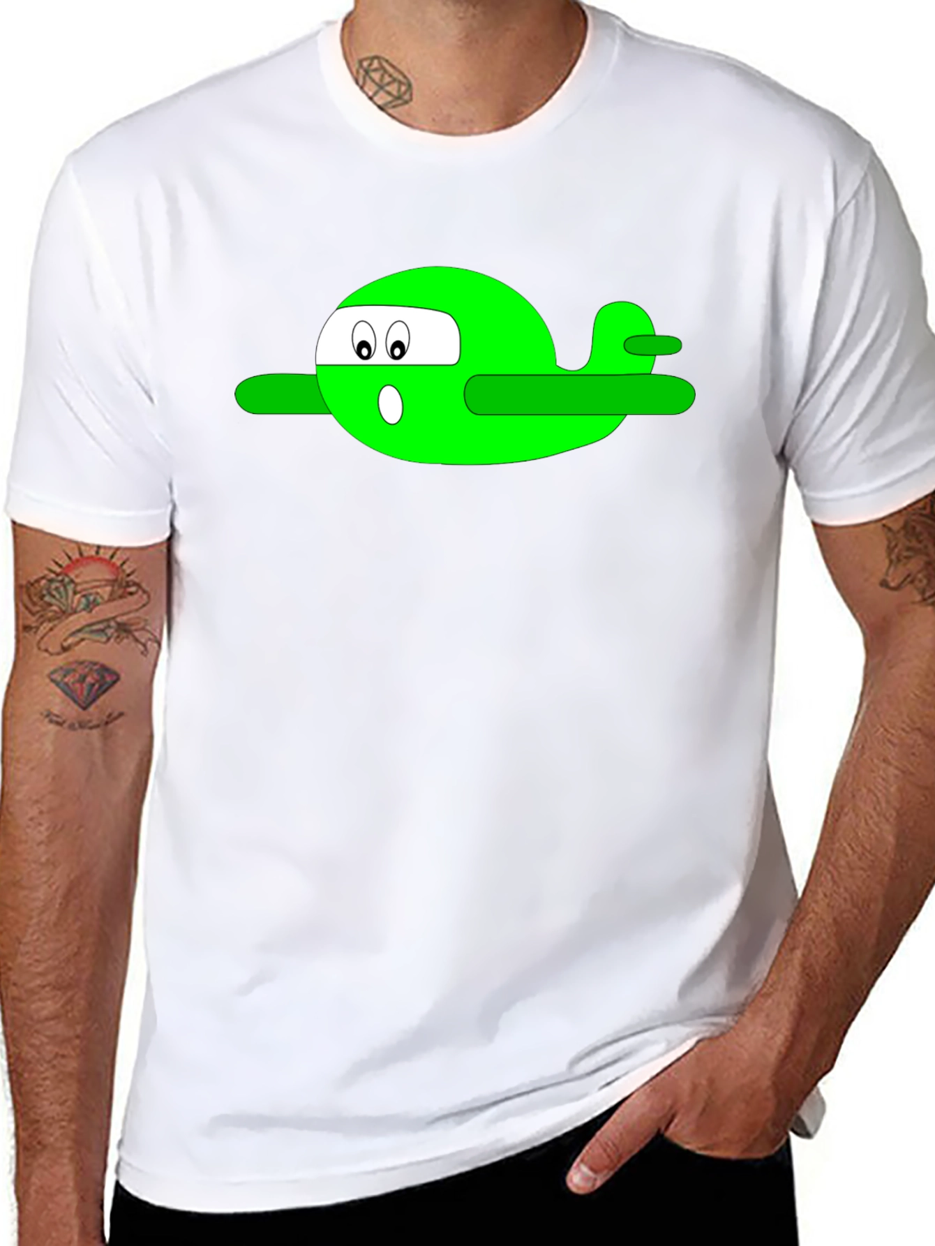 Cartoon Airplane T-Shirt - Black Graphic Tee