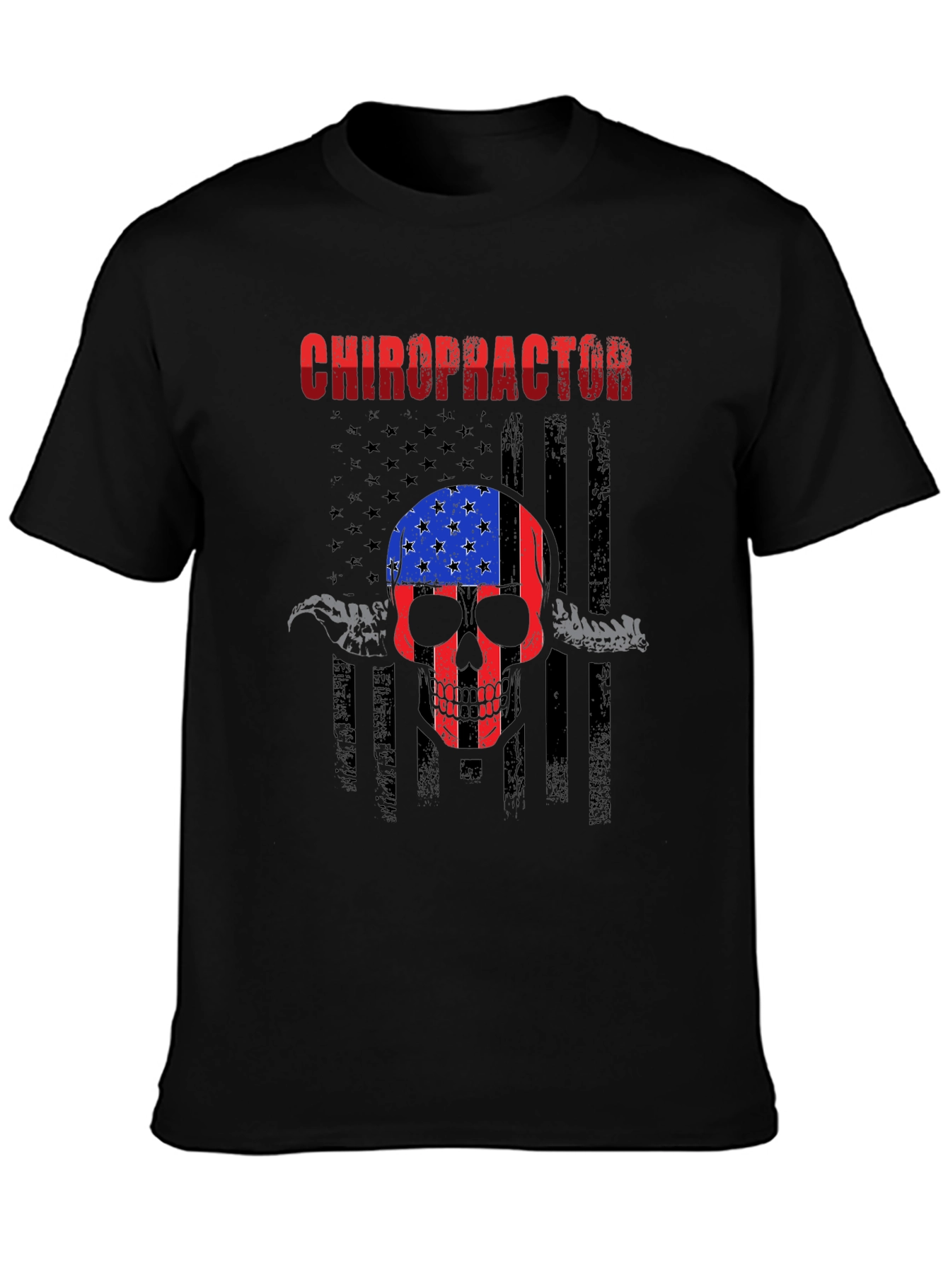 Chiropractor Skull American Flag T-Shirt