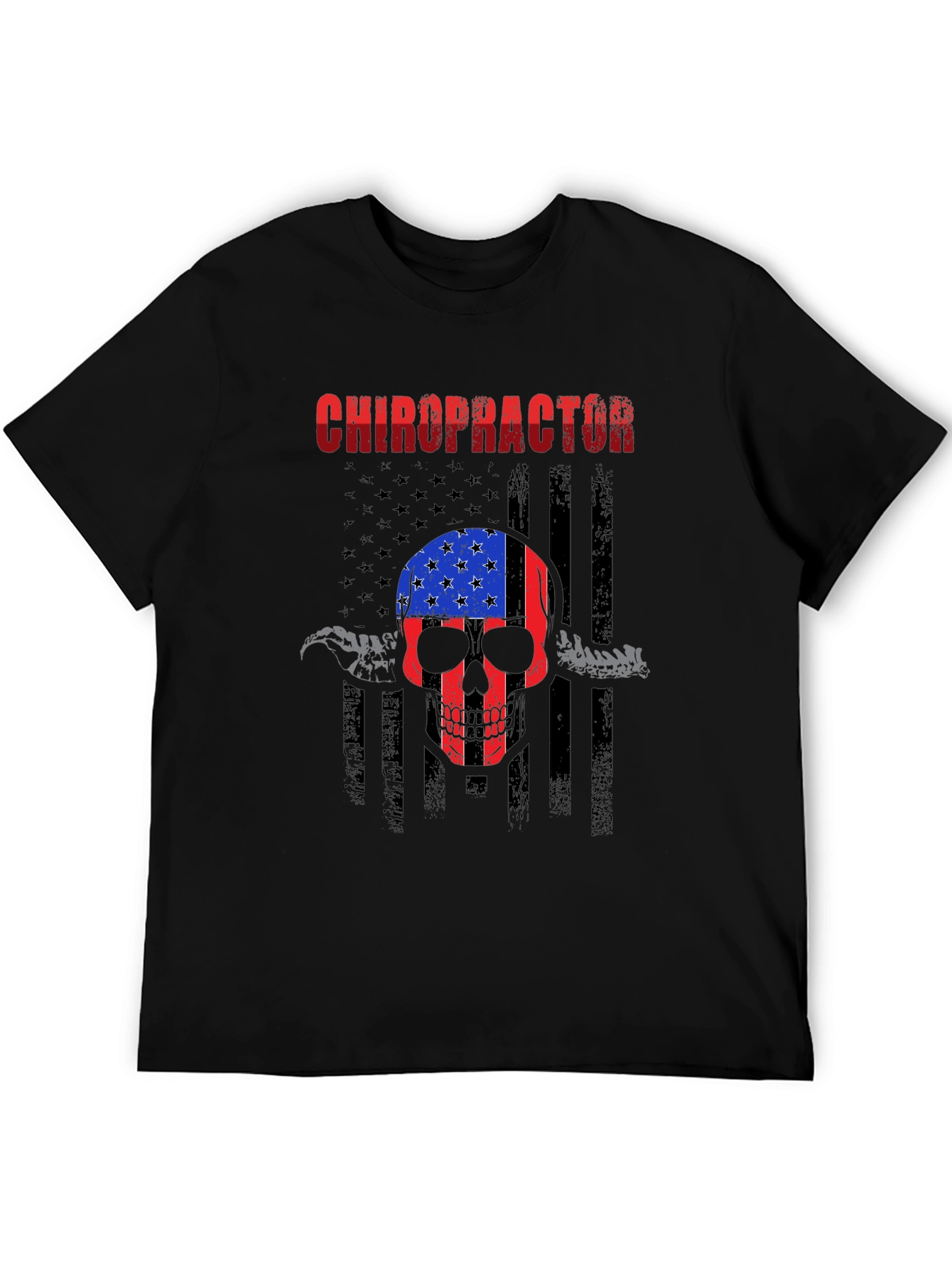 Chiropractor Skull American Flag T-Shirt
