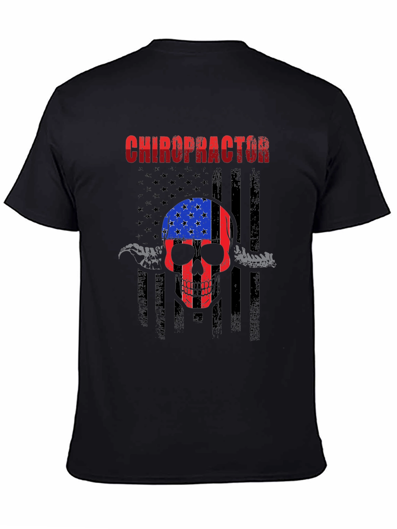 Chiropractor Skull American Flag T-Shirt