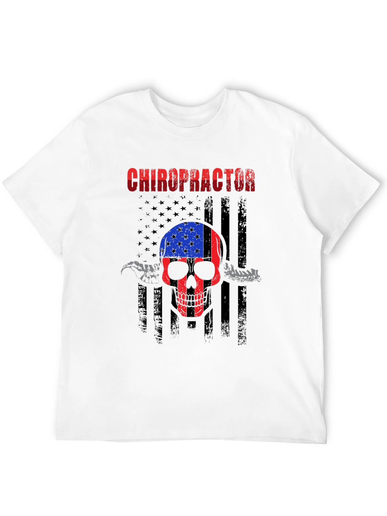 Chiropractor Skull American Flag T-Shirt