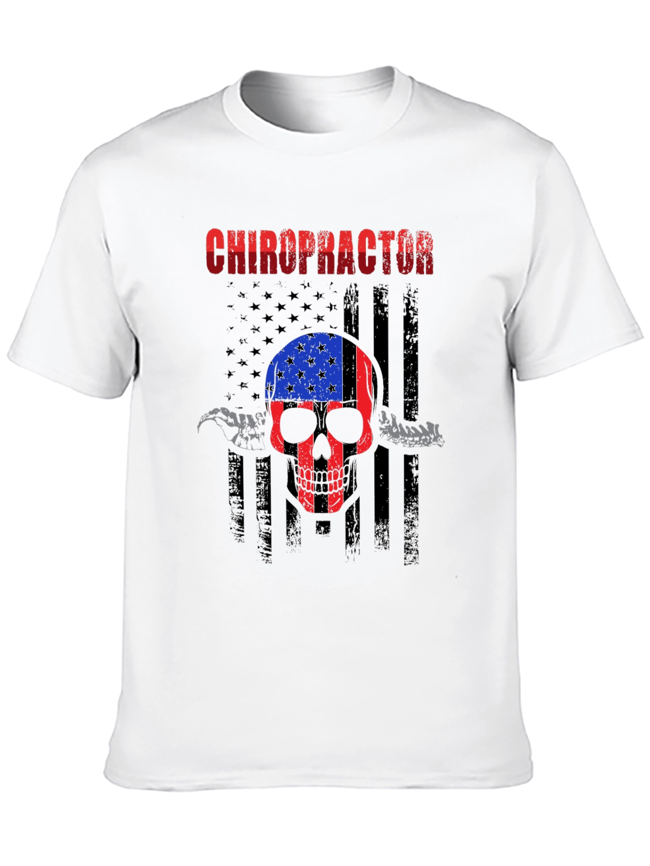 Chiropractor Skull American Flag T-Shirt