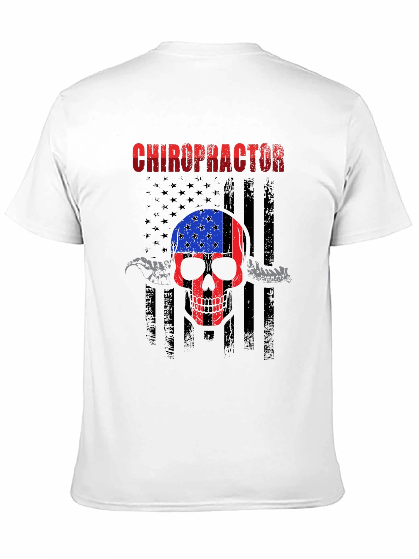 Chiropractor Skull American Flag T-Shirt