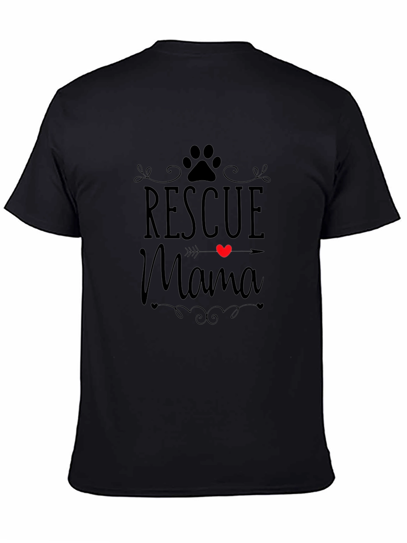 Rescue Mama Dog Paw Heart T-Shirt