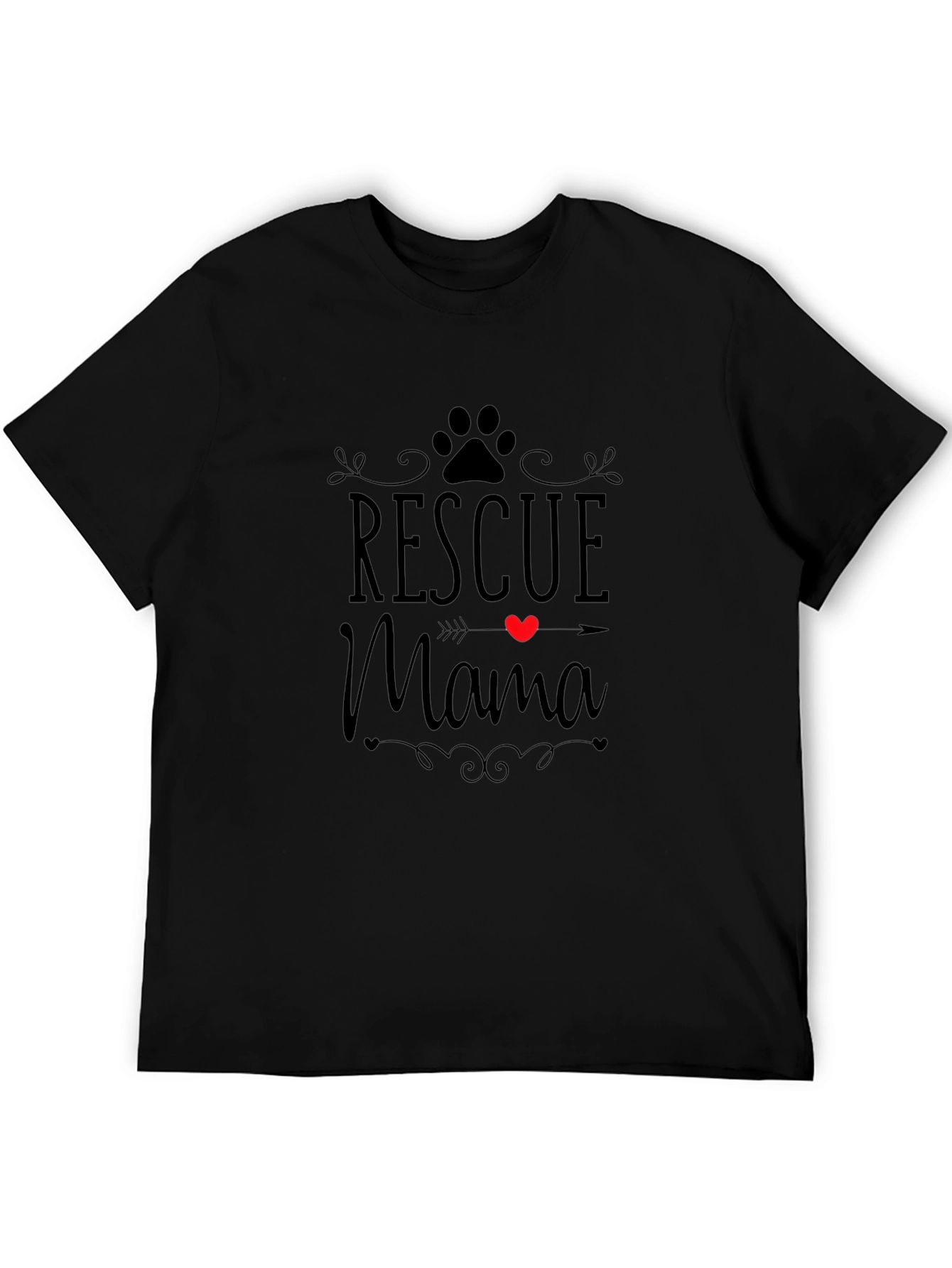 Rescue Mama Dog Paw Heart T-Shirt