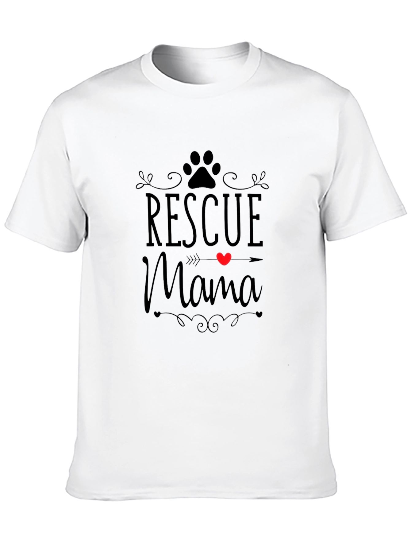 Rescue Mama Dog Paw Heart T-Shirt