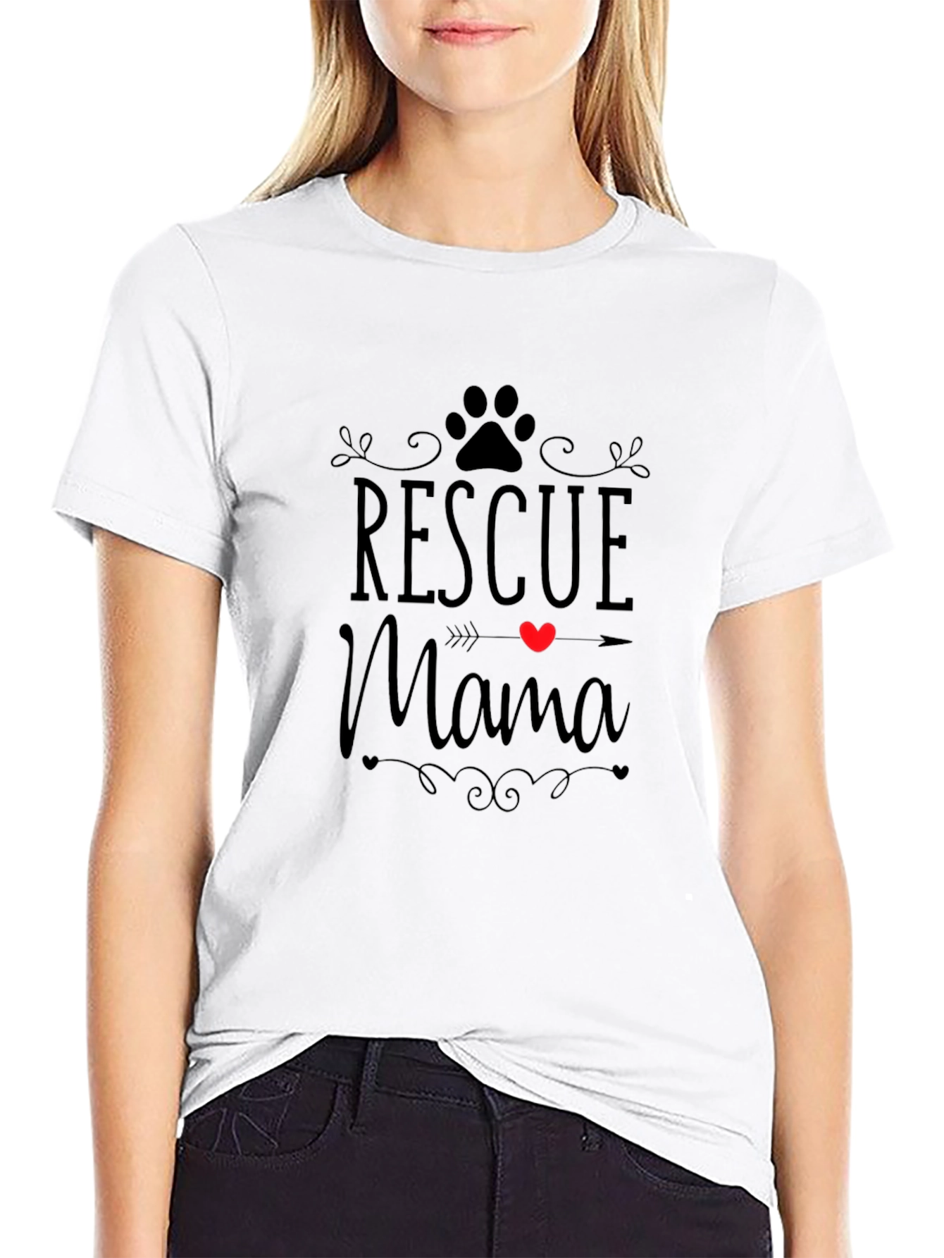 Rescue Mama Dog Paw Heart T-Shirt