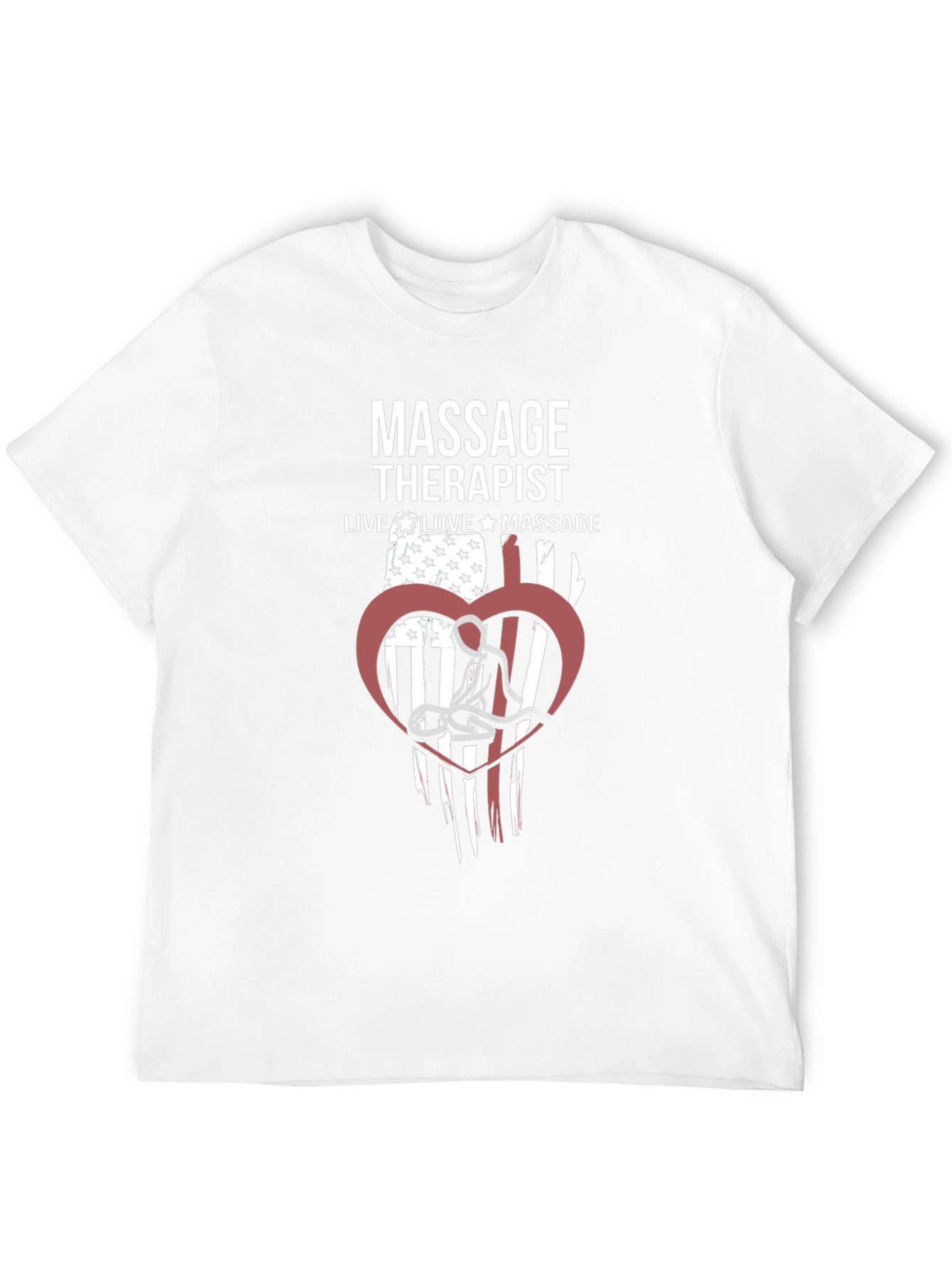 Massage Therapist American Flag Heart Graphic T-Shirt