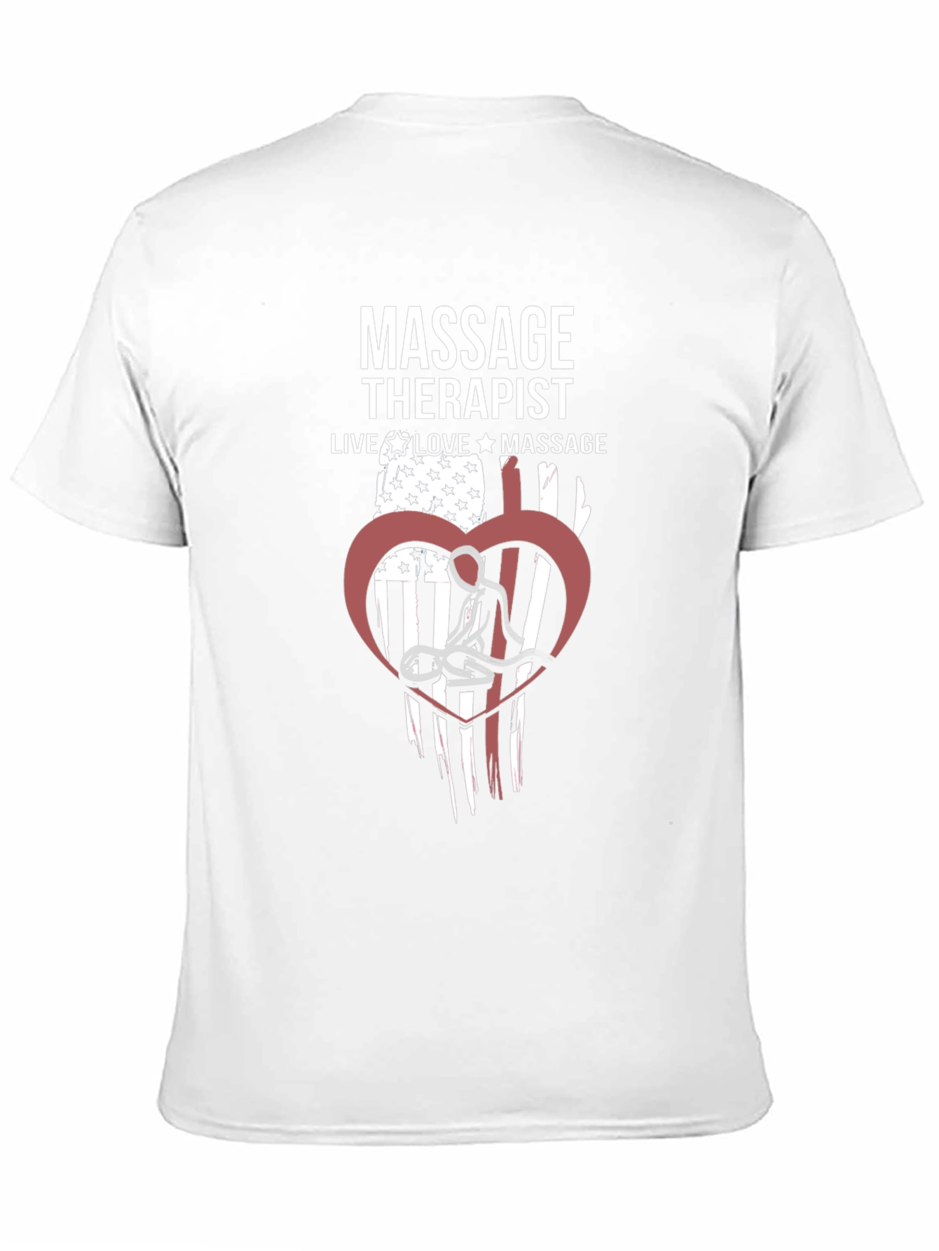 Massage Therapist American Flag Heart Graphic T-Shirt