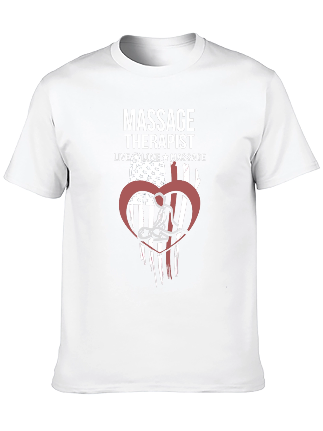 Massage Therapist American Flag Heart Graphic T-Shirt