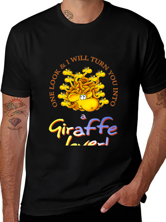 Giraffe Lover Black Graphic Tee
