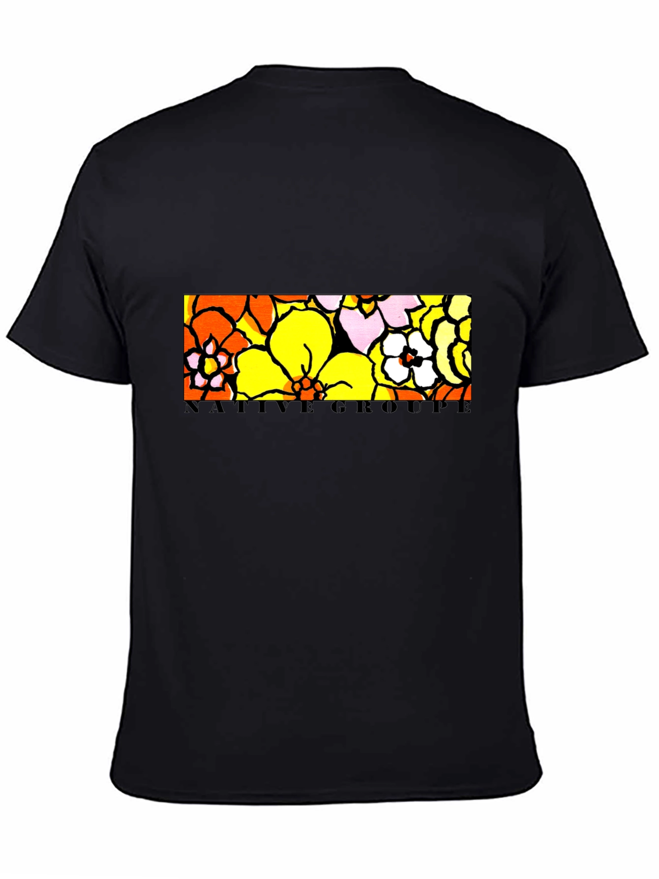 Native Groupe Floral Print Black T-Shirt