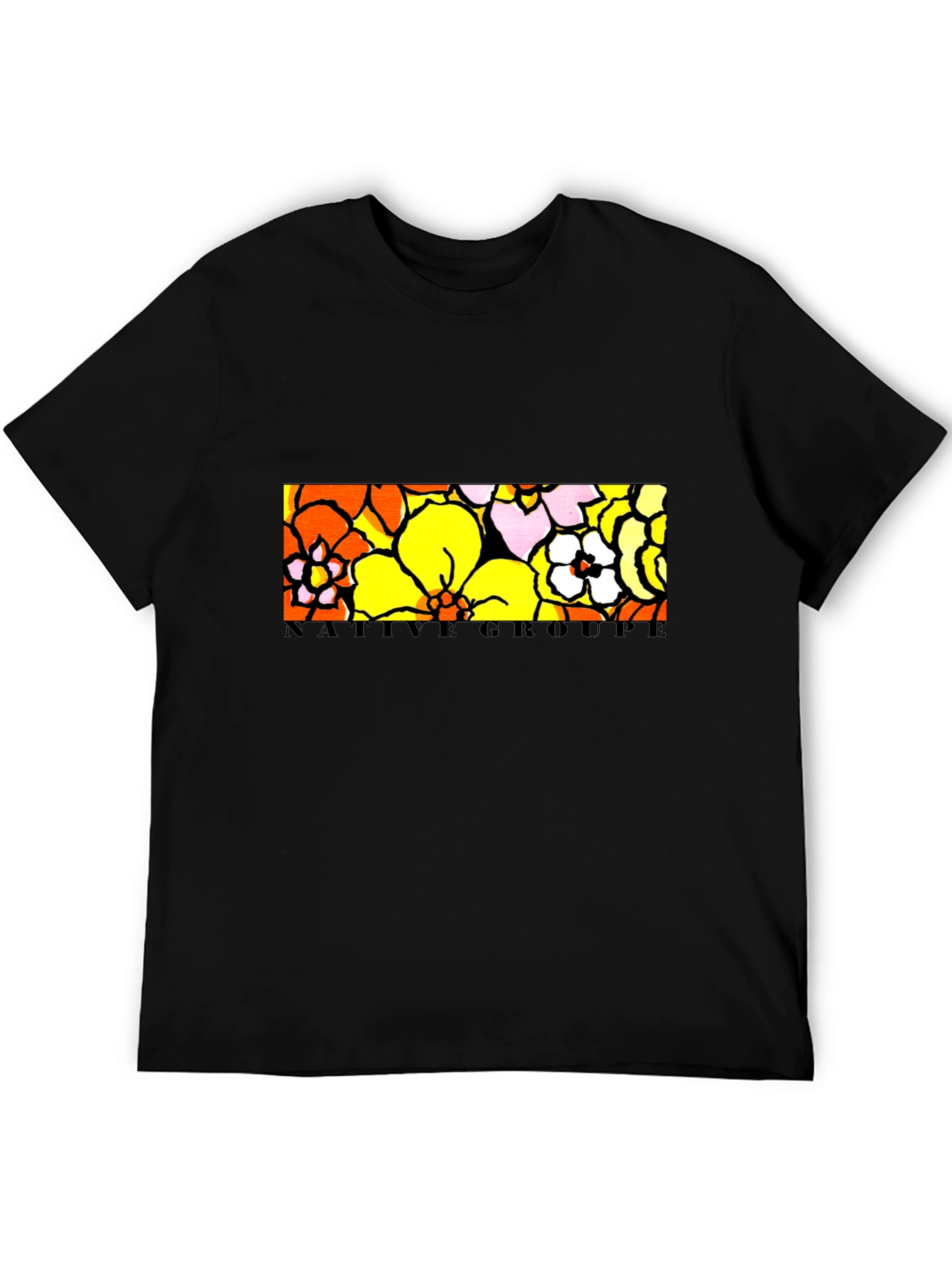 Native Groupe Floral Print Black T-Shirt