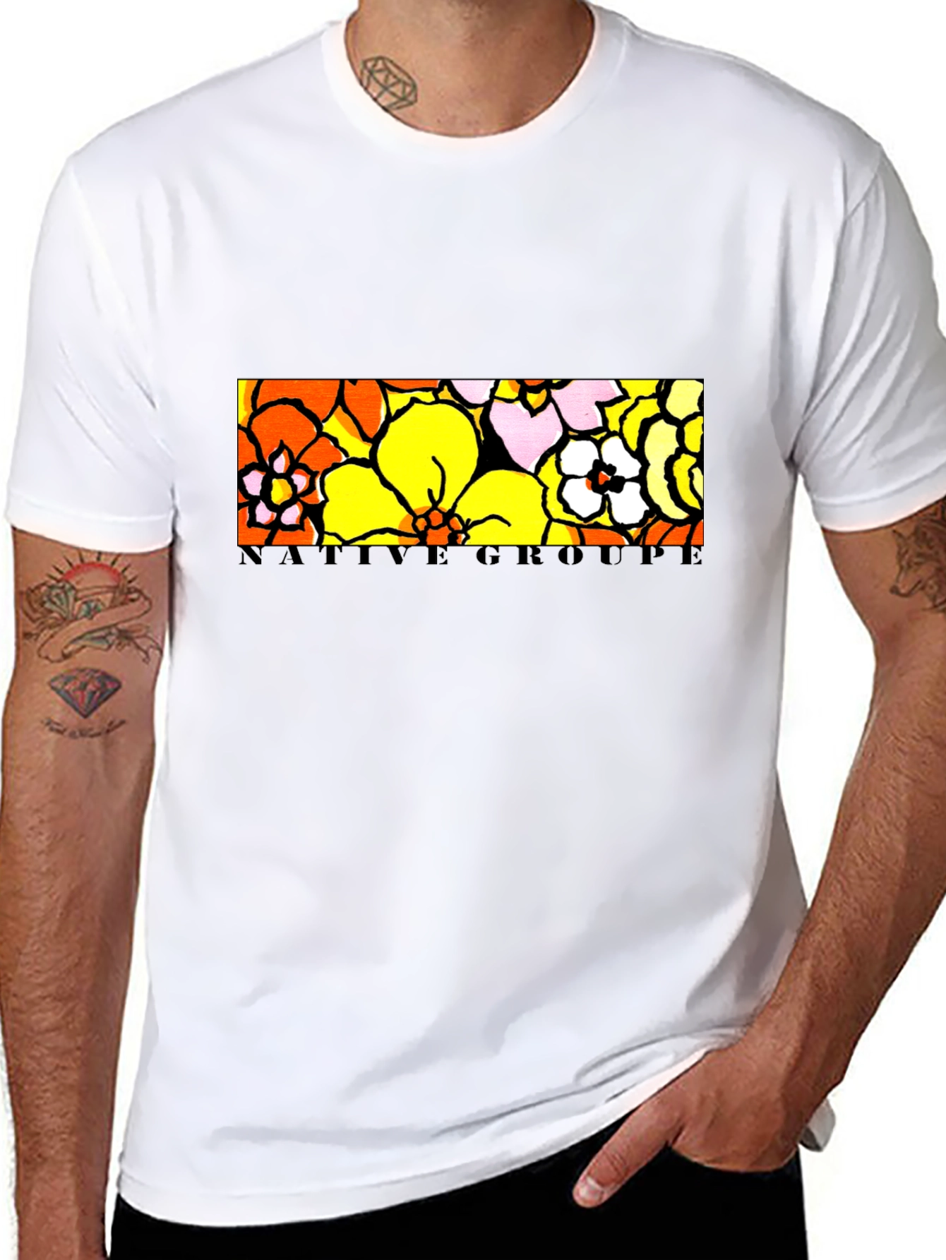 Native Groupe Floral Print Black T-Shirt