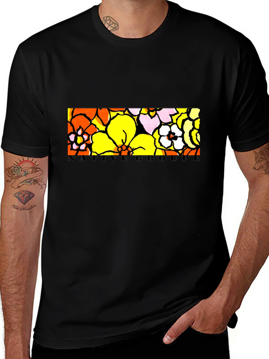 Native Groupe Floral Print Black T-Shirt