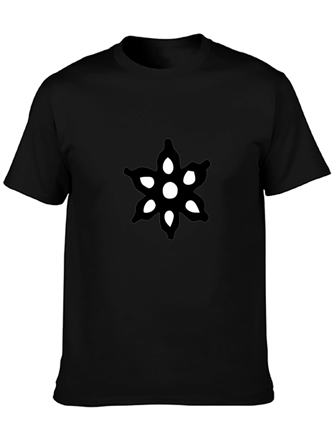 Mens Black Graphic Tee - Abstract Floral Design