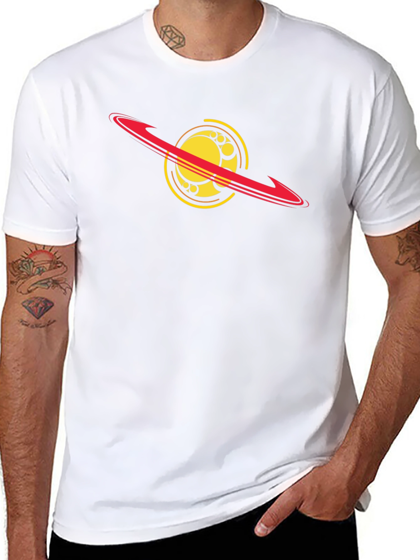 Cosmic Saturn Graphic Tee - Black Cotton Blend