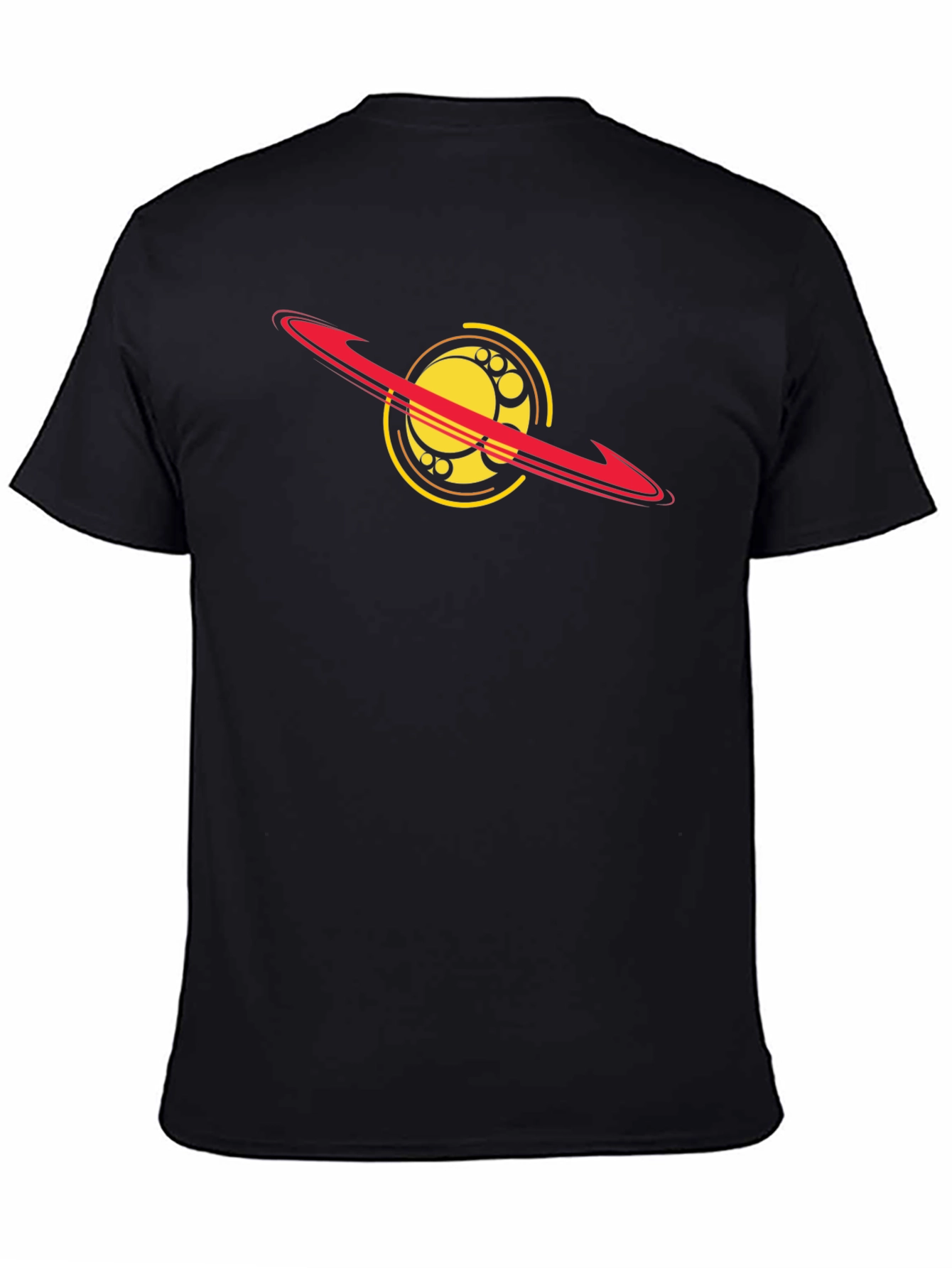 Cosmic Saturn Graphic Tee - Black Cotton Blend