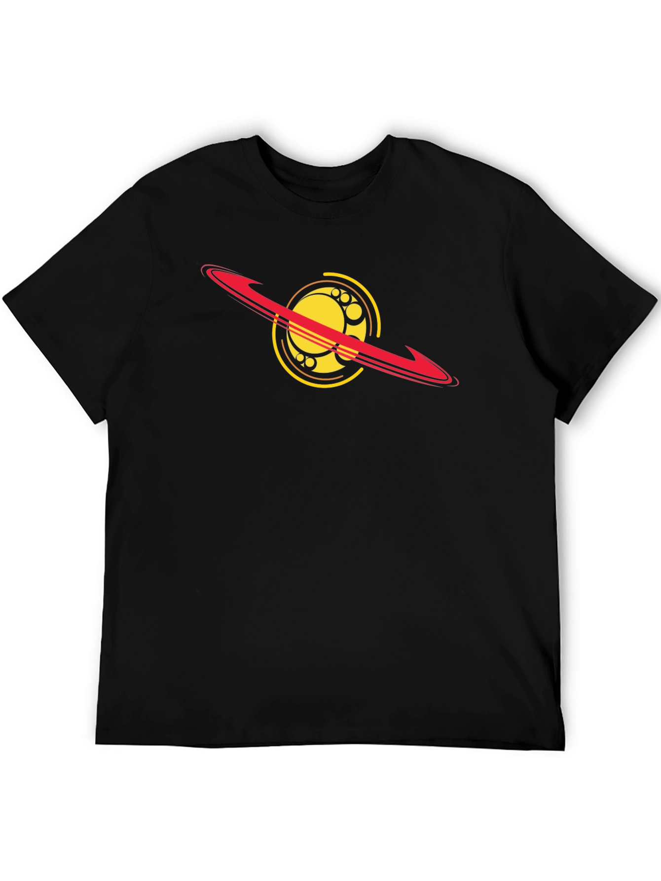 Cosmic Saturn Graphic Tee - Black Cotton Blend