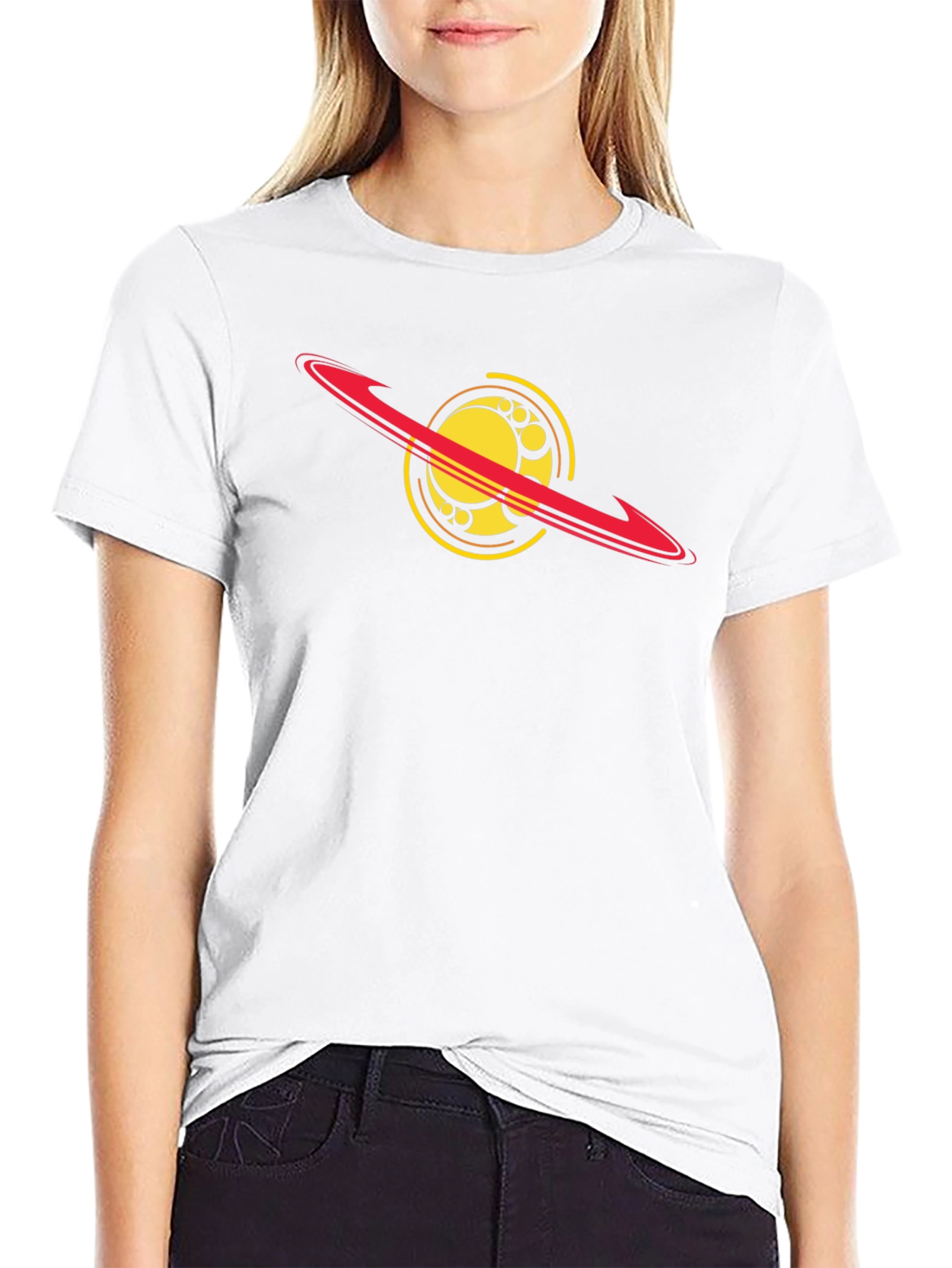 Cosmic Saturn Graphic Tee - Black Cotton Blend