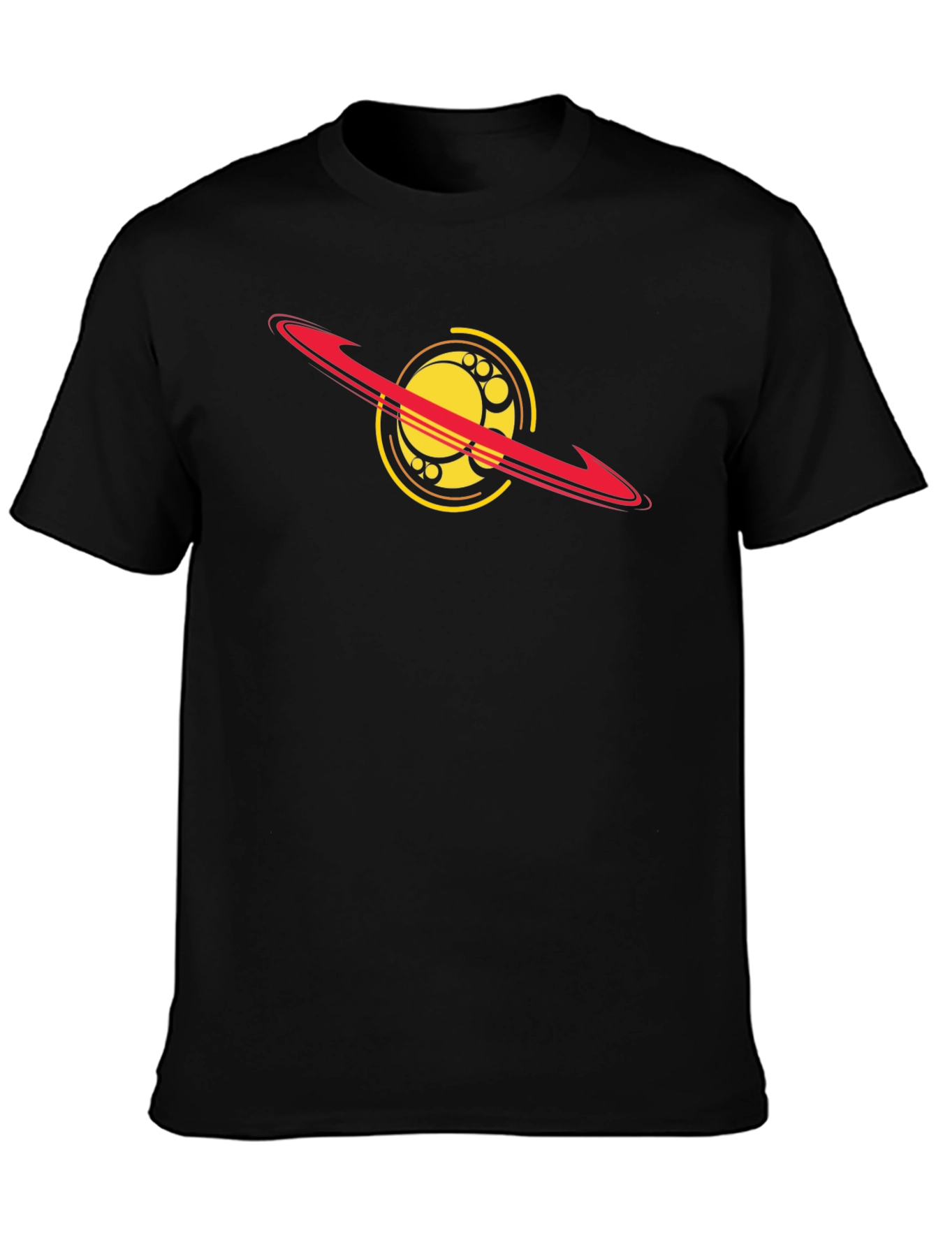 Cosmic Saturn Graphic Tee - Black Cotton Blend
