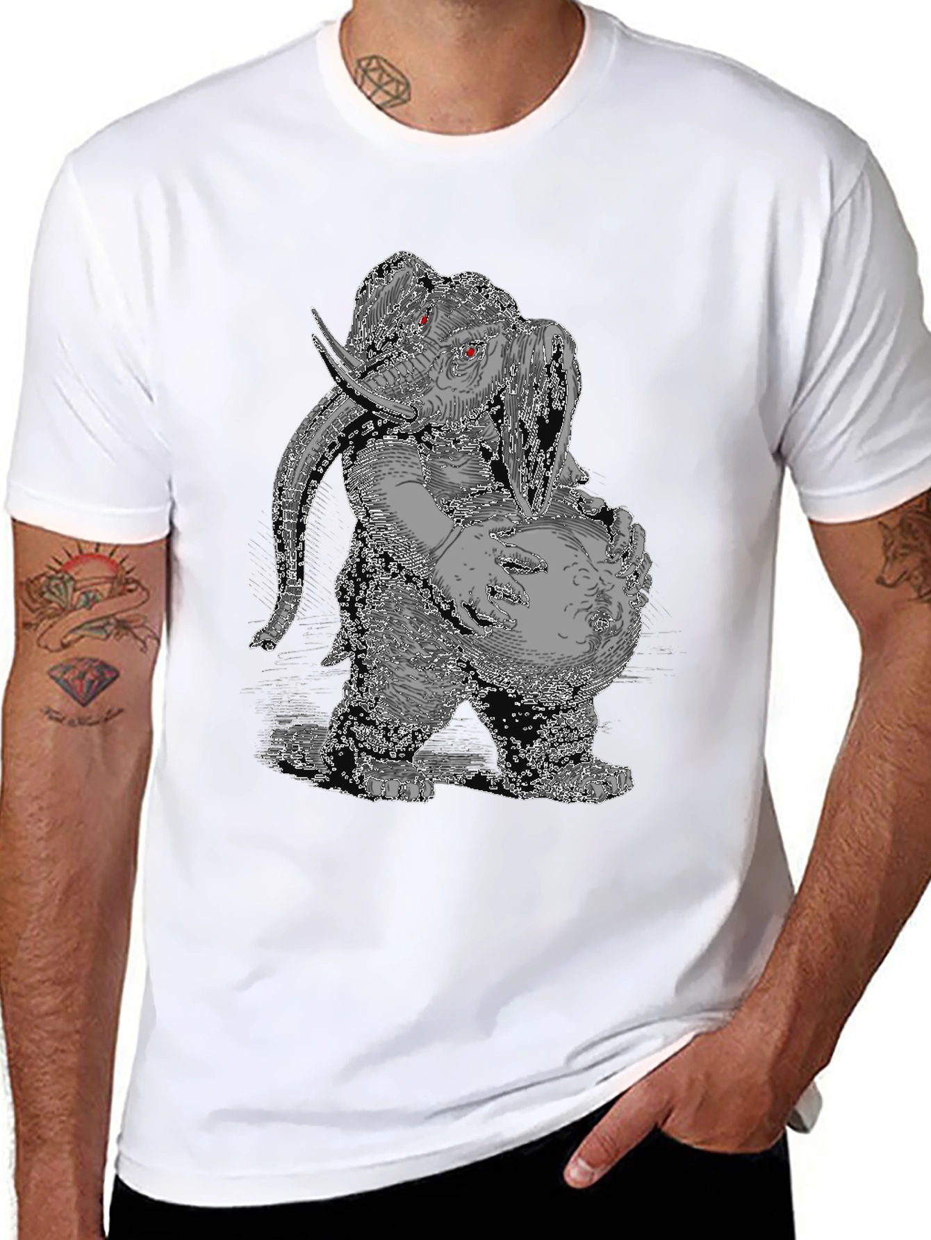 Elephant Graphic Tee - Quirky Animal Print Shirt