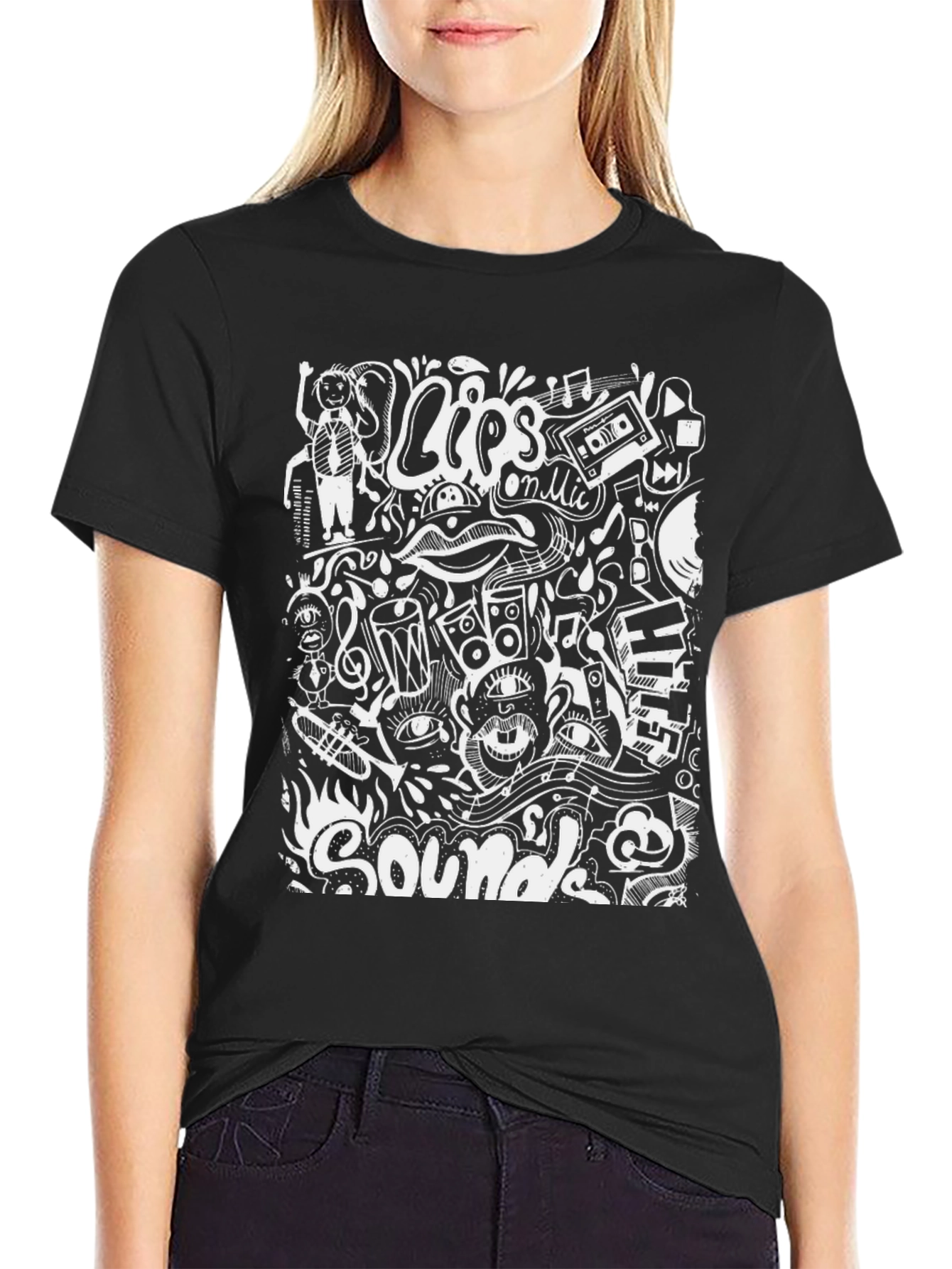 Black T-Shirt with Unique Sound Design