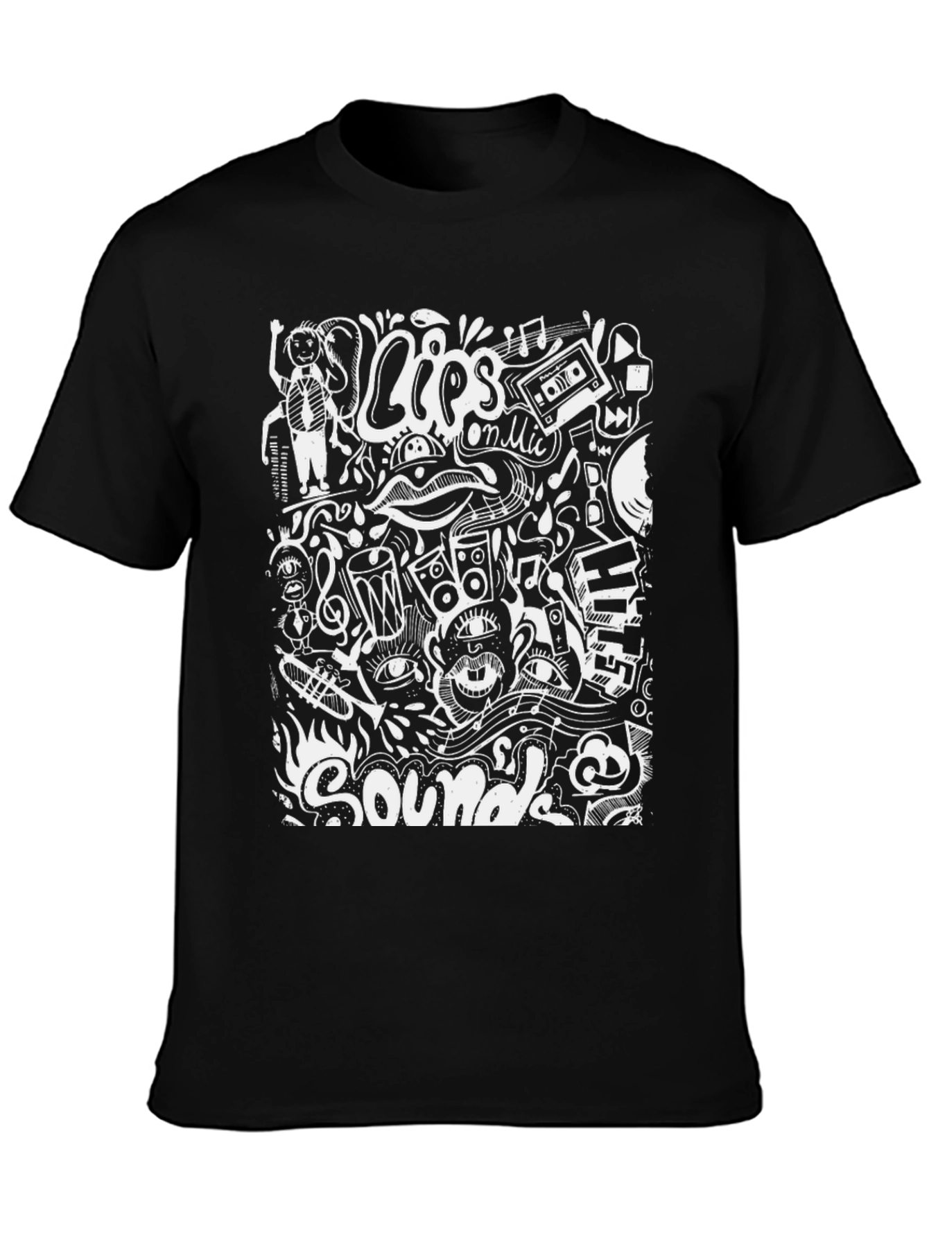Black T-Shirt with Unique Sound Design