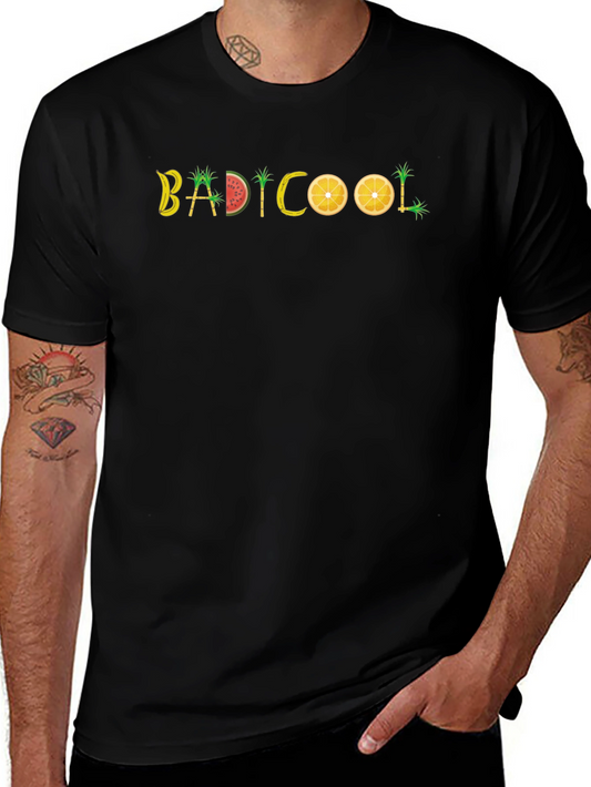 BADI COOL Graphic Tee - Tropical Fruit Design Black T-Shirt