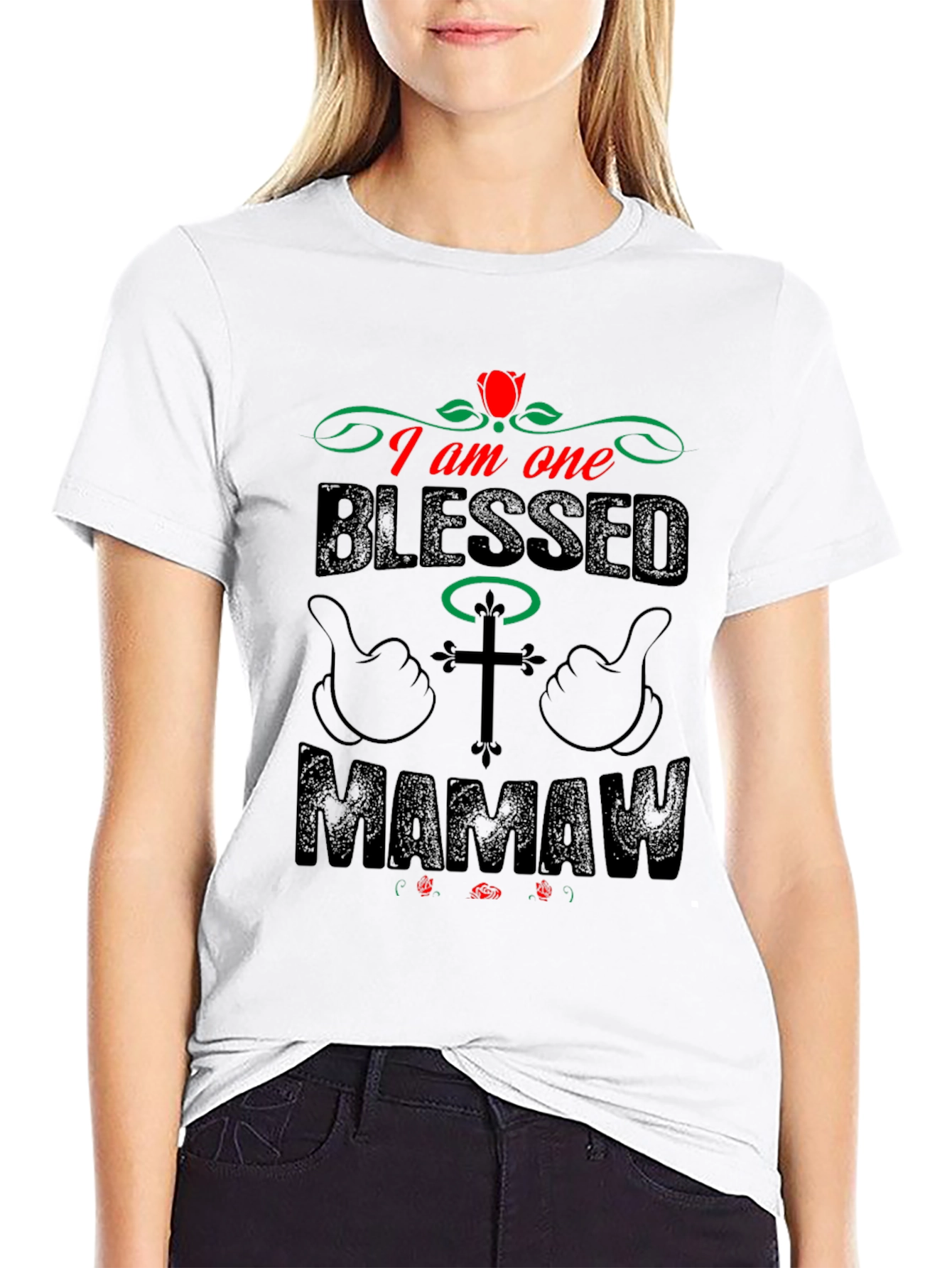 Blessed Mamaw Graphic Tee - Black