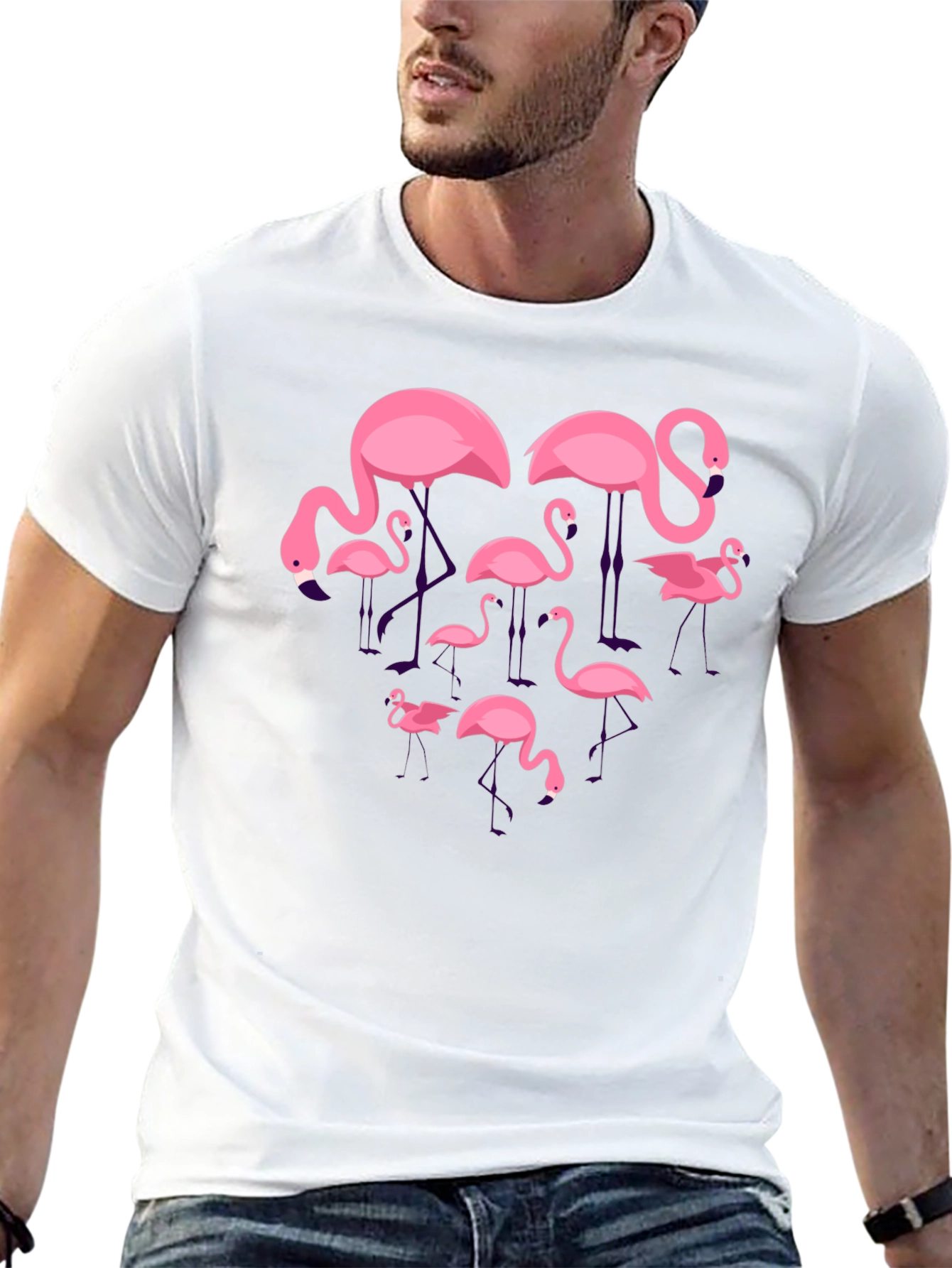Flamingo Graphic Tee - Black Crew Neck