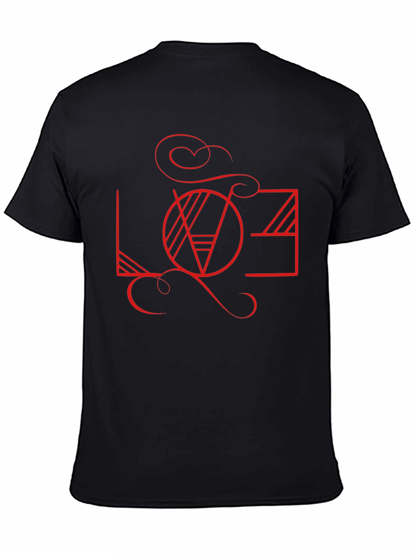 Geometric Love Graphic Black T-Shirt