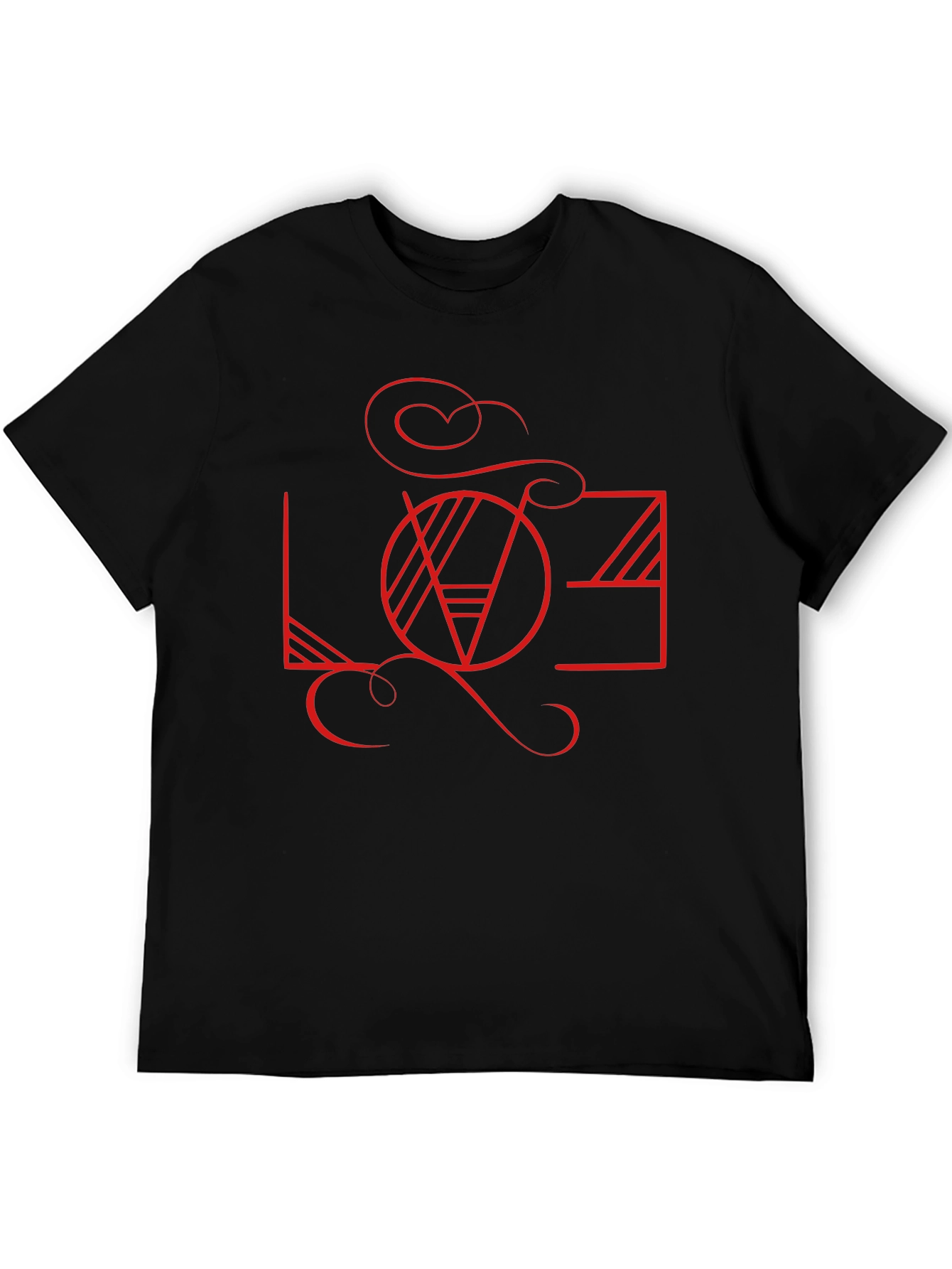 Geometric Love Graphic Black T-Shirt