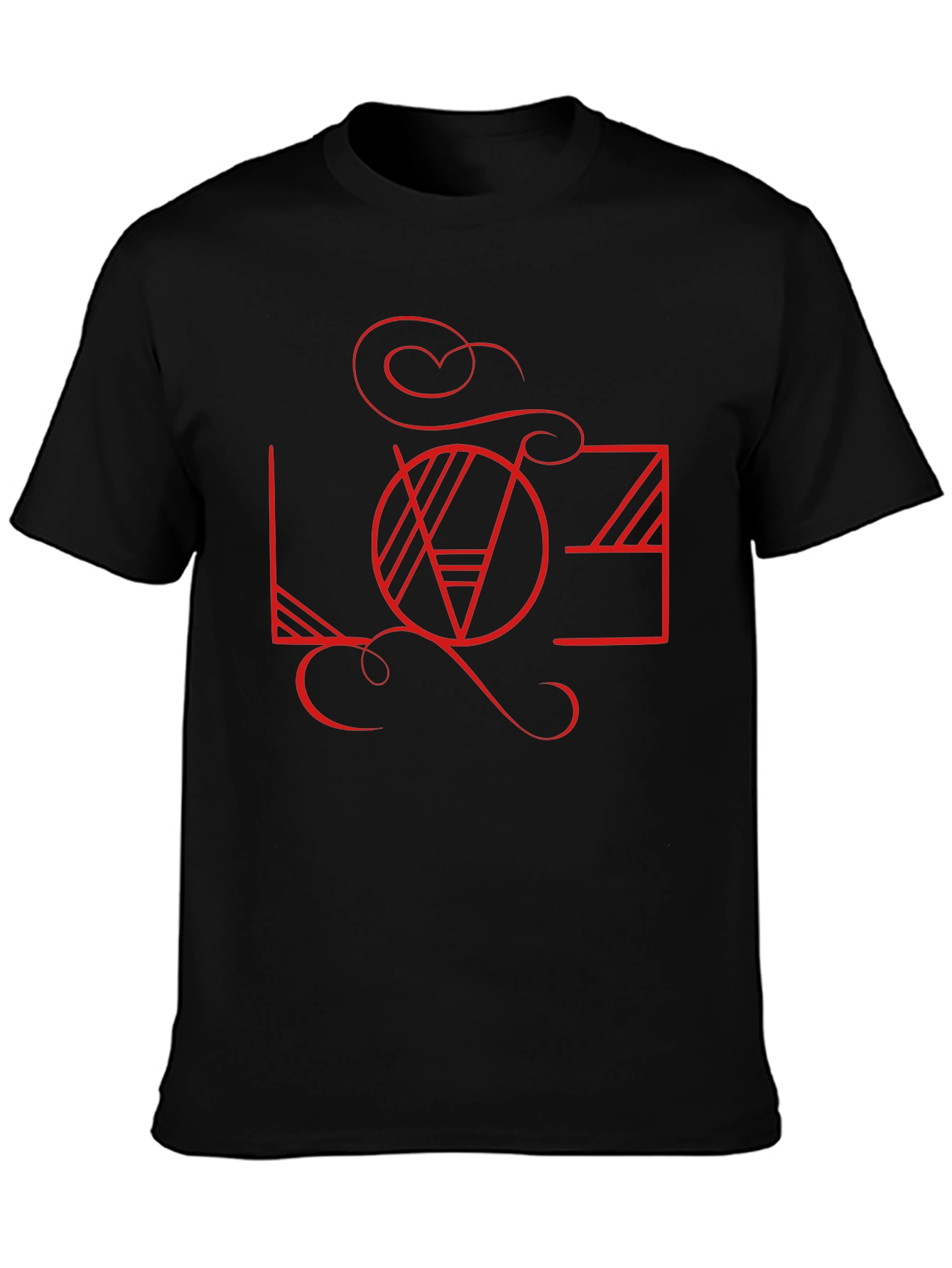 Geometric Love Graphic Black T-Shirt