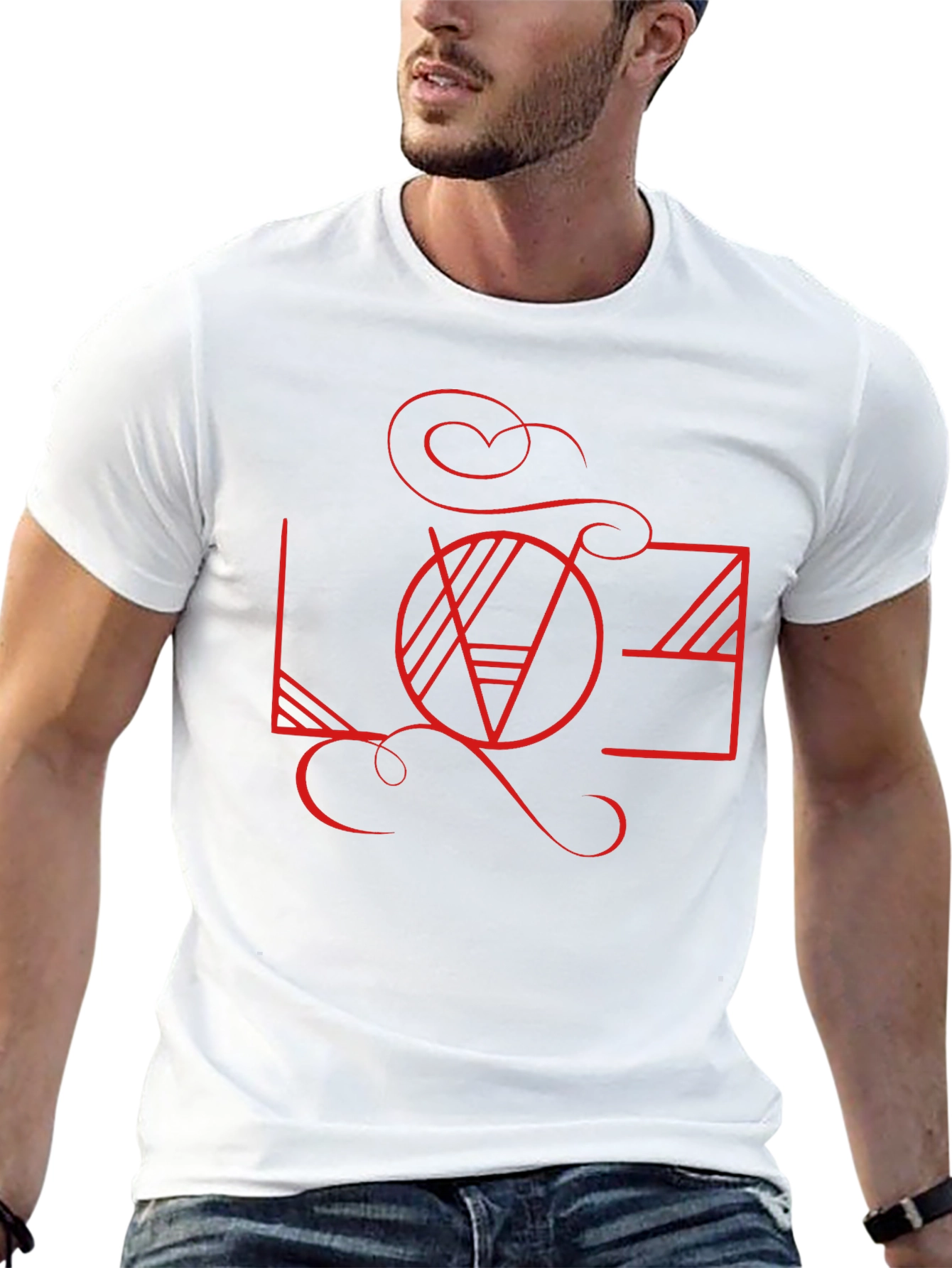 Geometric Love Graphic Black T-Shirt
