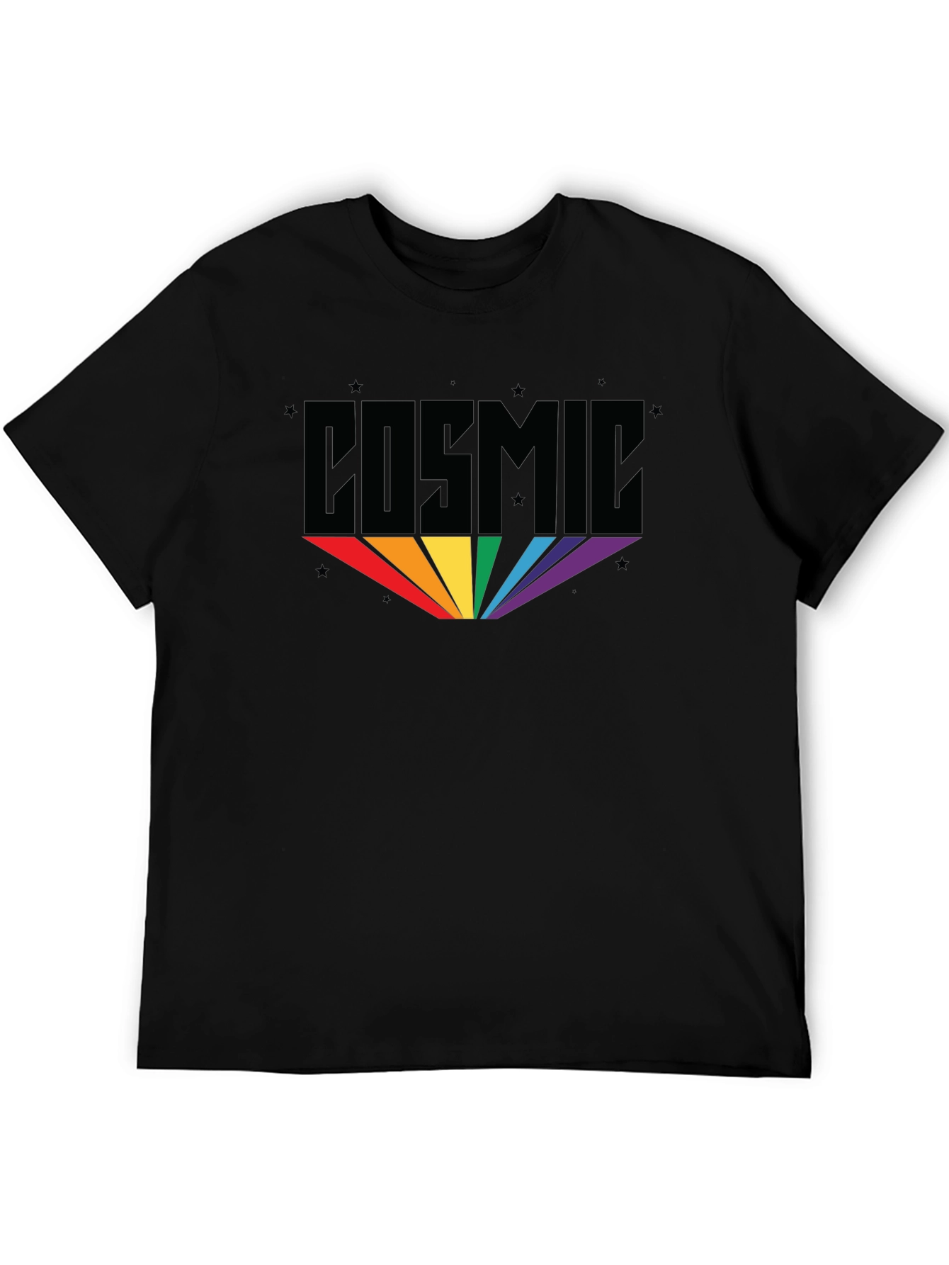 Cosmic Rainbow Graphic Black T-Shirt