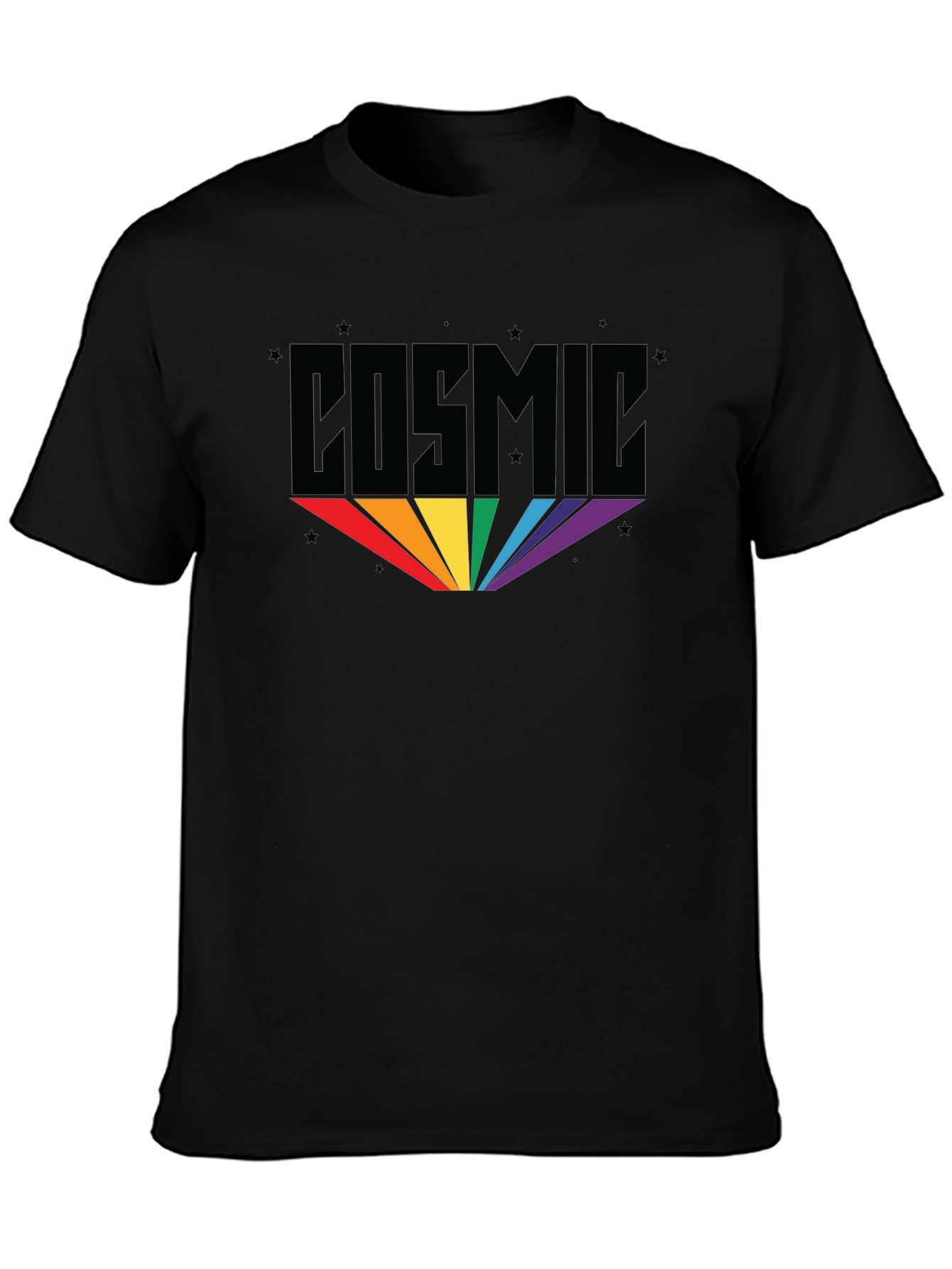 Cosmic Rainbow Graphic Black T-Shirt