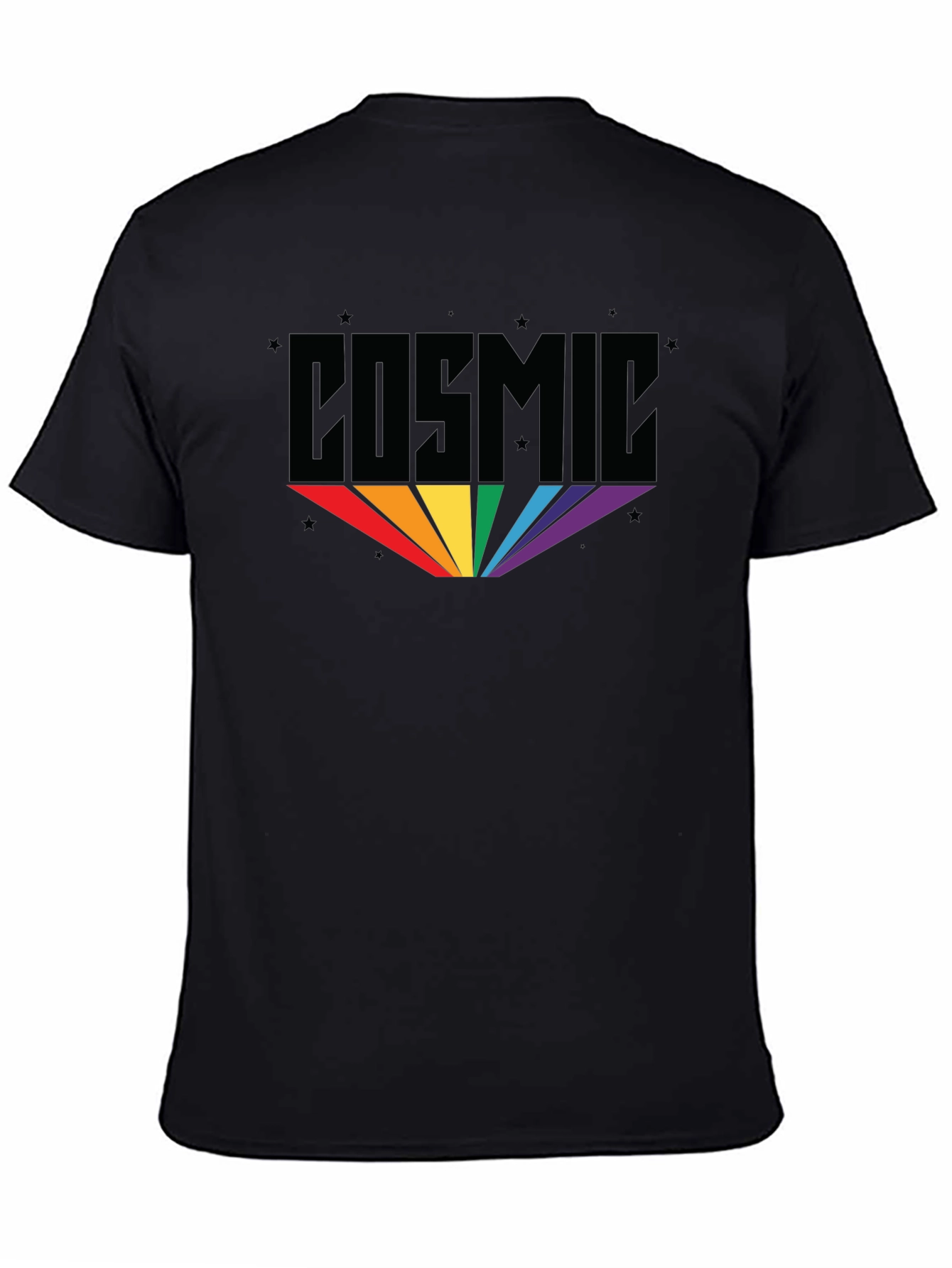 Cosmic Rainbow Graphic Black T-Shirt